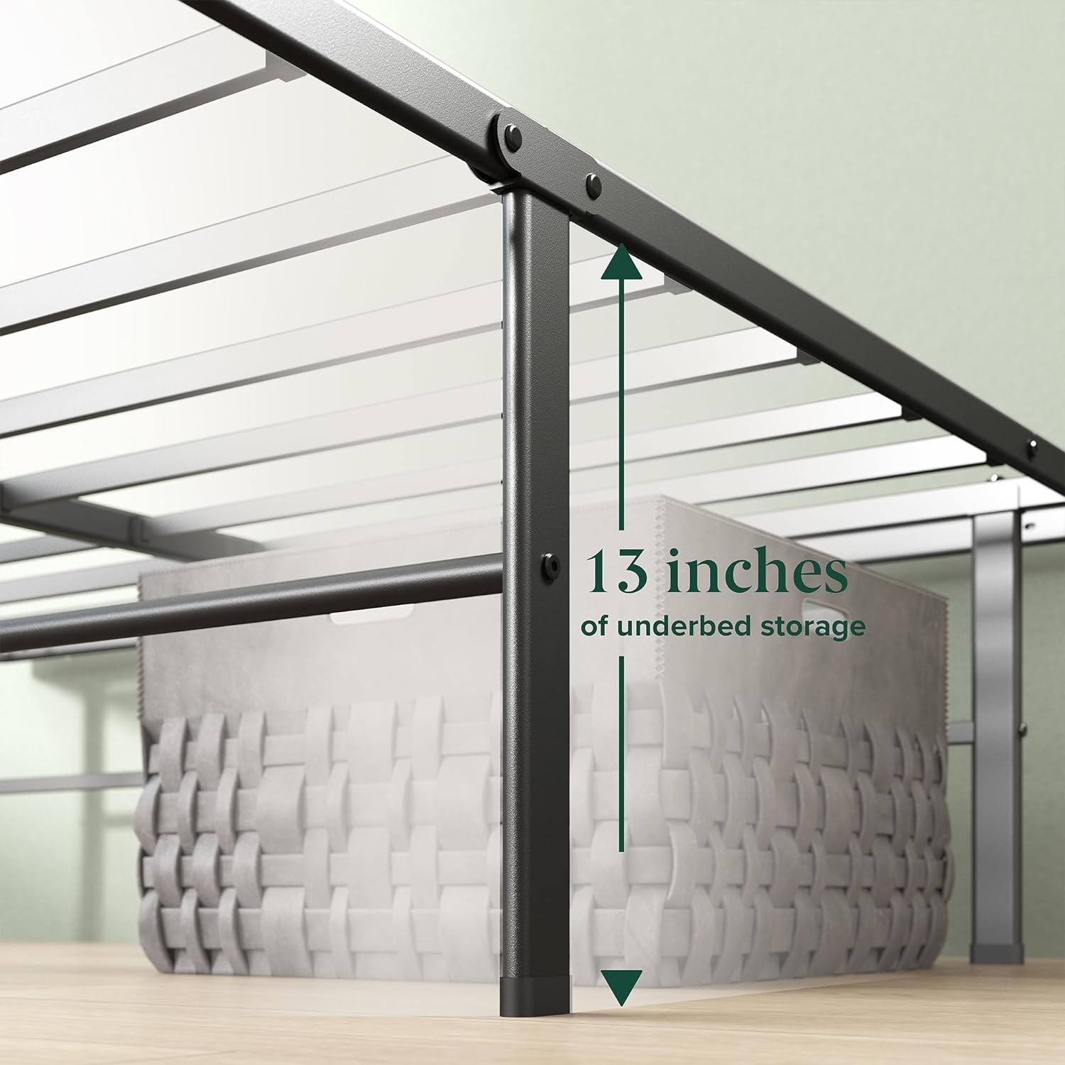 ZINUS Rumi 14in Easy SmartBase Mattress Foundation, Sturdy Metal Bed Frame, No Box Spring Needed, Eco Friendly Packaging, King 5 ZINUS Rumi 14in Easy SmartBase Mattress Foundation, Sturdy Metal Bed Frame, No Box Spring Needed, Eco Friendly Packaging, King - Image 5