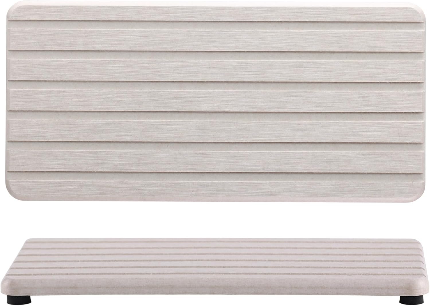 2 PCS Water Absorbent Diatomite Coasters Rectangle(8.27"x3.94"), Grooved Design, Water Absorbing Stone Used for Hand Soaps & Plants & toiletries in The Modern Home