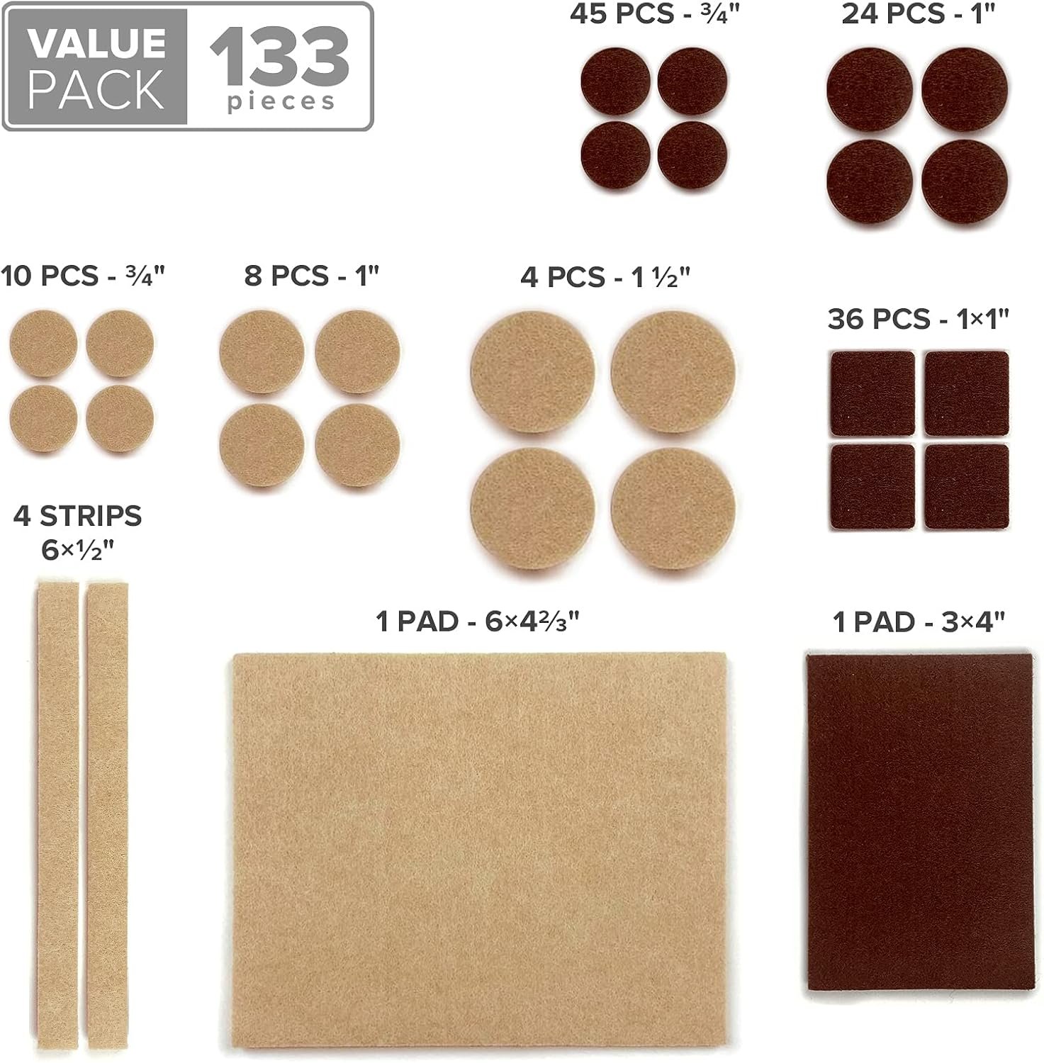 Felt Furniture Pads X-PROTECTOR 133 PCS Premium Furniture Pads - Felt Pads Furniture Feet Best Wood Floor Protectors - Protect Your Hardwood & Laminate Flooring! Brown and Beige 5 Felt Furniture Pads X-PROTECTOR 133 PCS Premium Furniture Pads - Felt Pads Furniture Feet Best Wood Floor Protectors - Protect Your Hardwood & Laminate Flooring! Brown and Beige - Image 5