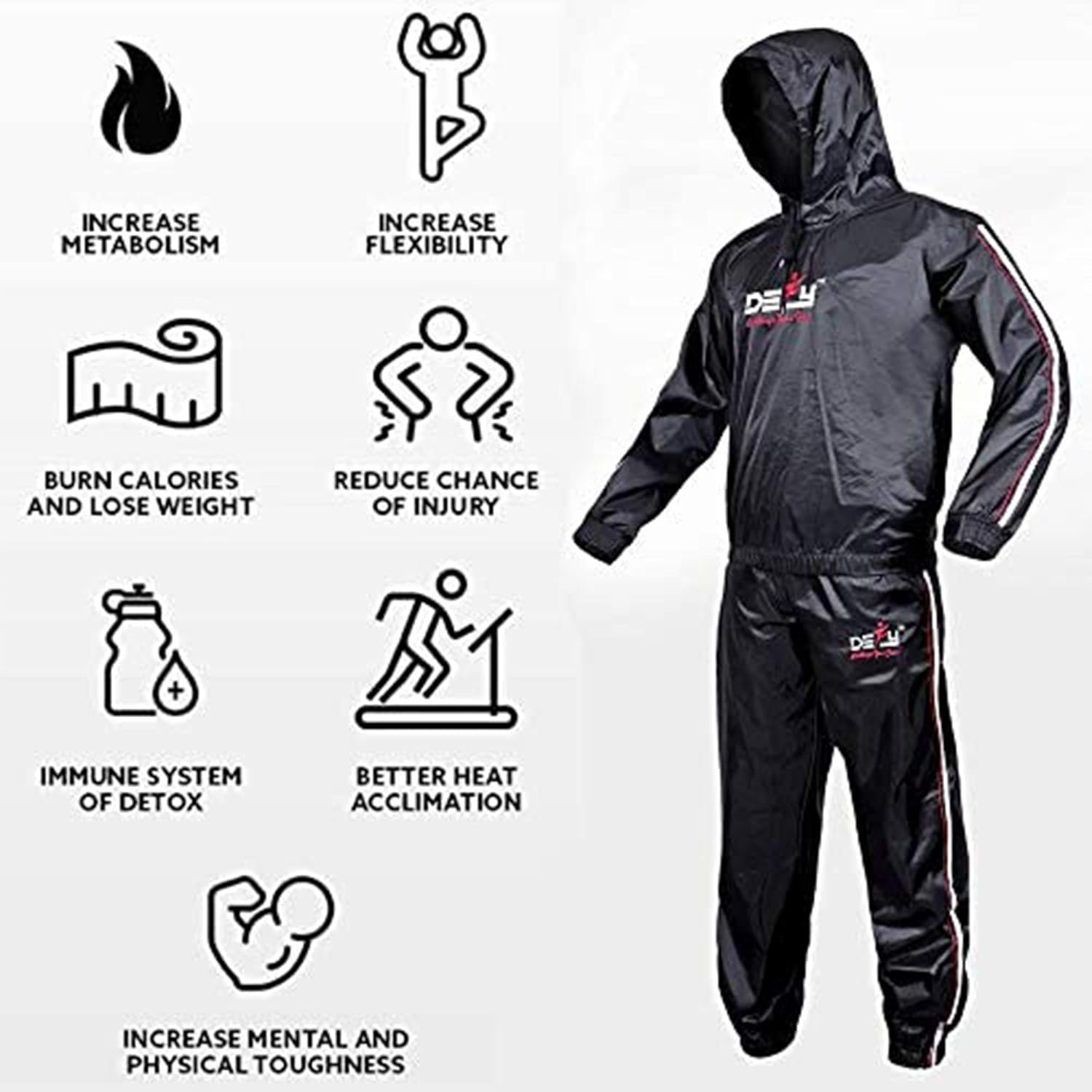 DEFY Heavy Duty Sauna Suit for Weight Loss Full Body Wrap Hoodie Men Women Anti-Rip Sweat suit Gym Workout Exercise Gear 6 DEFY Heavy Duty Sauna Suit for Weight Loss Full Body Wrap Hoodie Men Women Anti-Rip Sweat suit Gym Workout Exercise Gear - Image 6