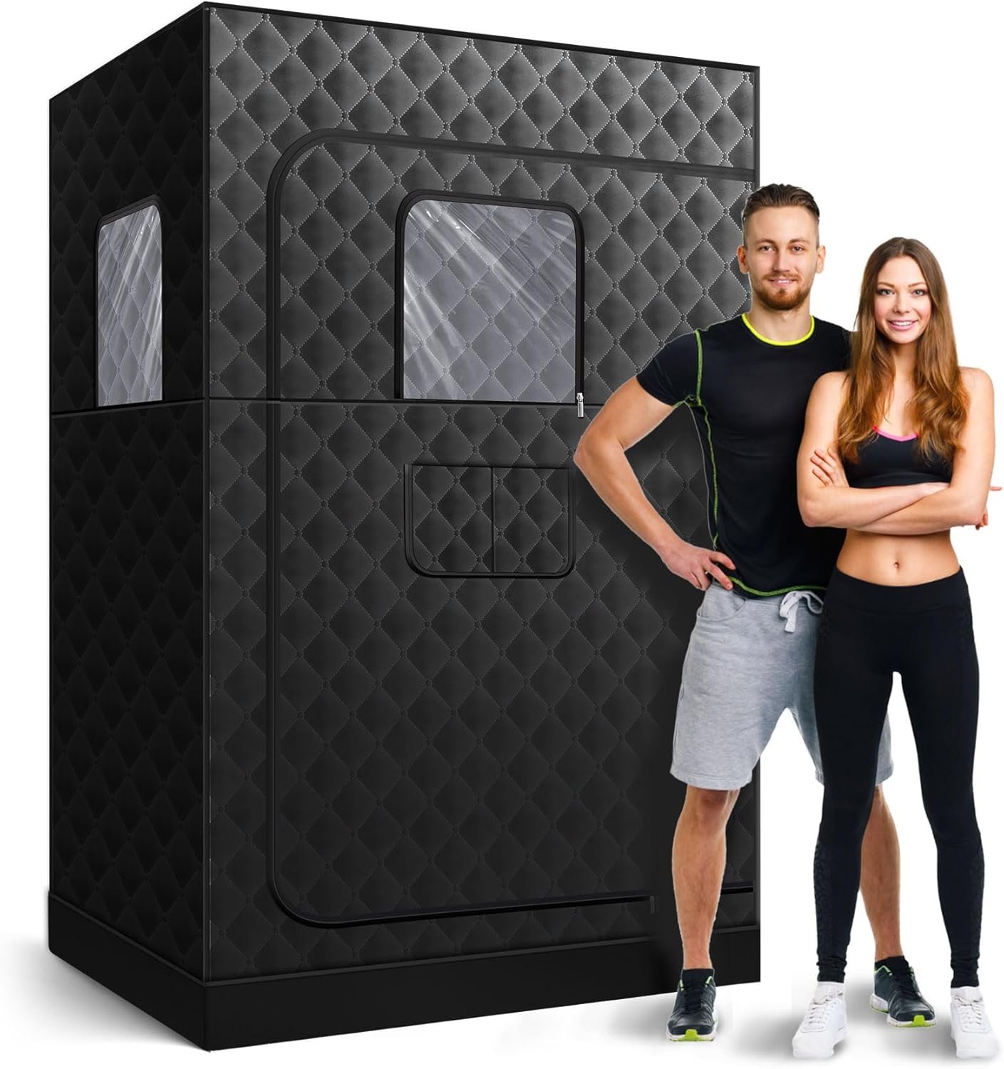 2 Person Portable Steam Sauna,1 or 2 Person Full Body Sauna for Home, Sauna Box for Relaxation Suit for Home,Gym,Bathroom,47"x35"x71",Chair and Steamer Not Included