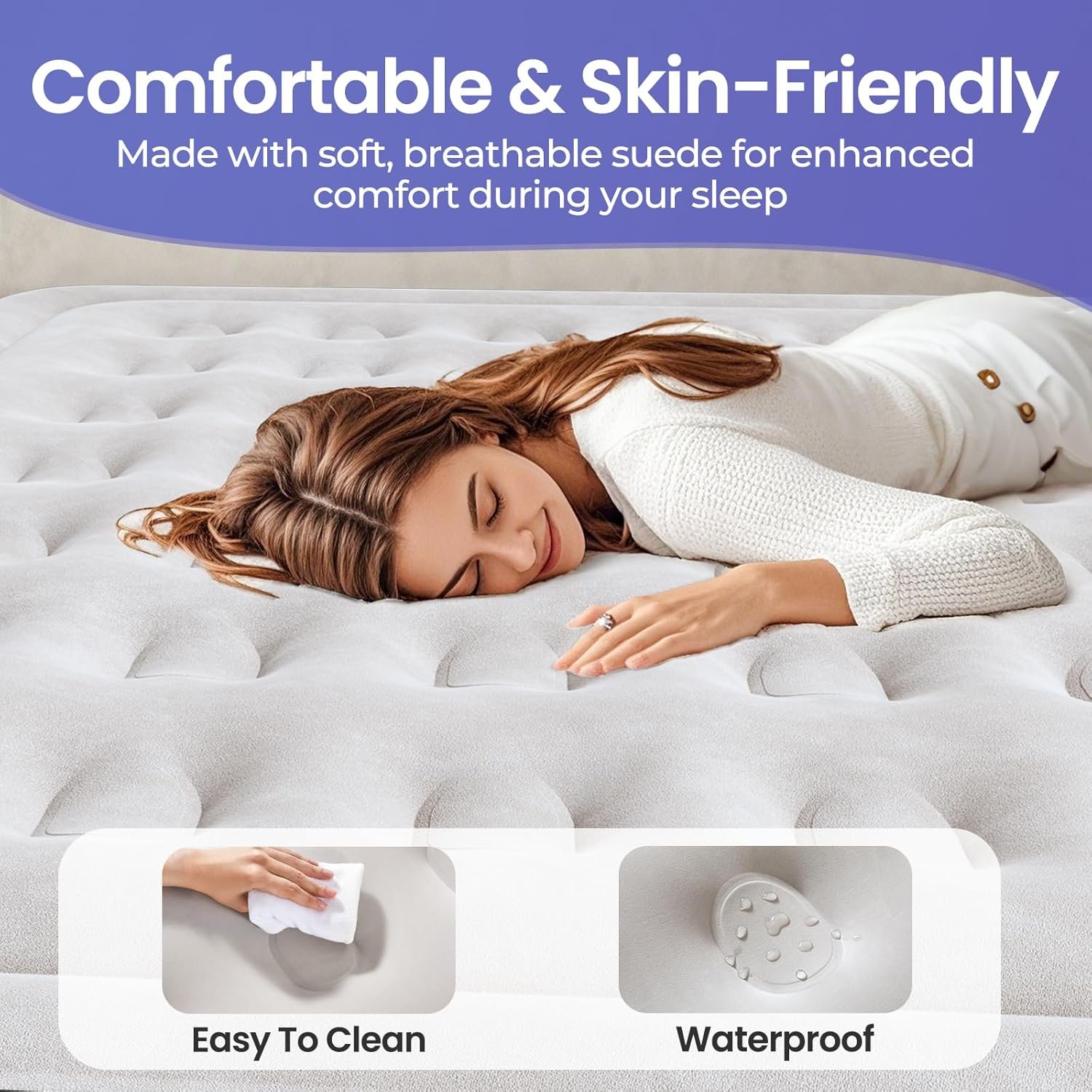 OhGeni Queen Air Mattress with Built in Pump, 18 Raised Comfort Inflatable Mattress, Quiet Surface Portable Blow Up Bed, Air Bed for Home and Guest, Colchone Inflable, 650 lbs Max 8 OhGeni Queen Air Mattress with Built in Pump, 18 Raised Comfort Inflatable Mattress, Quiet Surface Portable Blow Up Bed, Air Bed for Home and Guest, Colchone Inflable, 650 lbs Max - Image 8