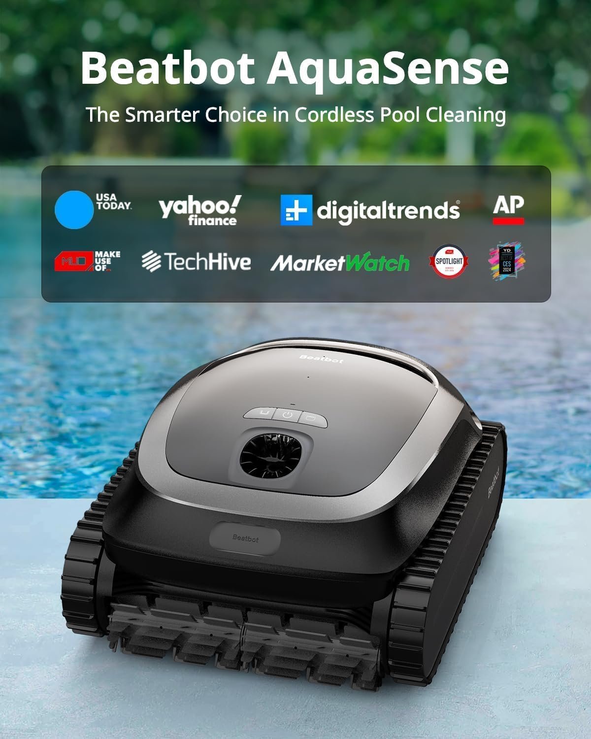 Beatbot AquaSense Cordless Robotic Pool Vacuum Cleaner - Intelligent Path Opimization, Cleans Floor, Walls, and Waterline - Suitable for Above & In-Ground Pools up to 2,260 sq.ft, Light Gray 2 Beatbot AquaSense Cordless Robotic Pool Vacuum Cleaner - Intelligent Path Opimization, Cleans Floor, Walls, and Waterline - Suitable for Above & In-Ground Pools up to 2,260 sq.ft, Light Gray - Image 2