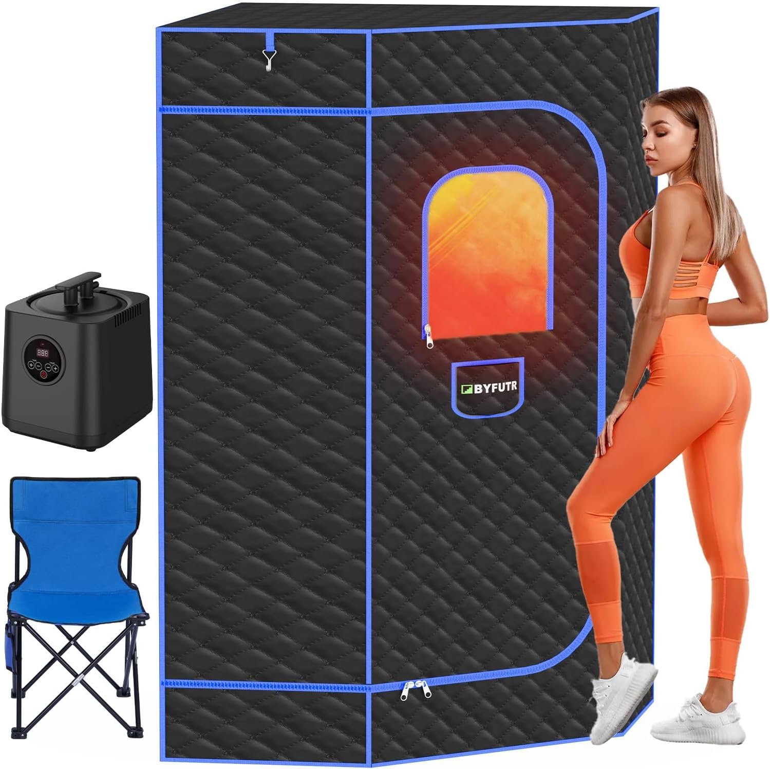 Portable Sauna for Home,Portable Steam Sauna Box, Person Sauna Tent Sauna Box at Home, 3L 1200 Watt Steamer,Steam Sauna for Gym,Yoga, Pilates (Black)