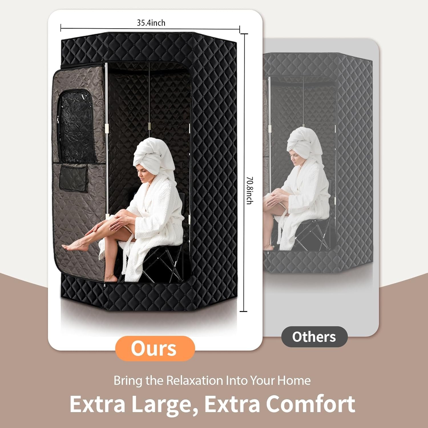 PEEKO Portable Sauna for Home,Full Size Personal Pentagon Sauna Tent Sauna Box with 4L Capacity 1500w Steamer,Foldable Chair with Side Pocket,Customized Pentagon Sweat Mat, Remote Controller 3 PEEKO Portable Sauna for Home,Full Size Personal Pentagon Sauna Tent Sauna Box with 4L Capacity 1500w Steamer,Foldable Chair with Side Pocket,Customized Pentagon Sweat Mat, Remote Controller - Image 3