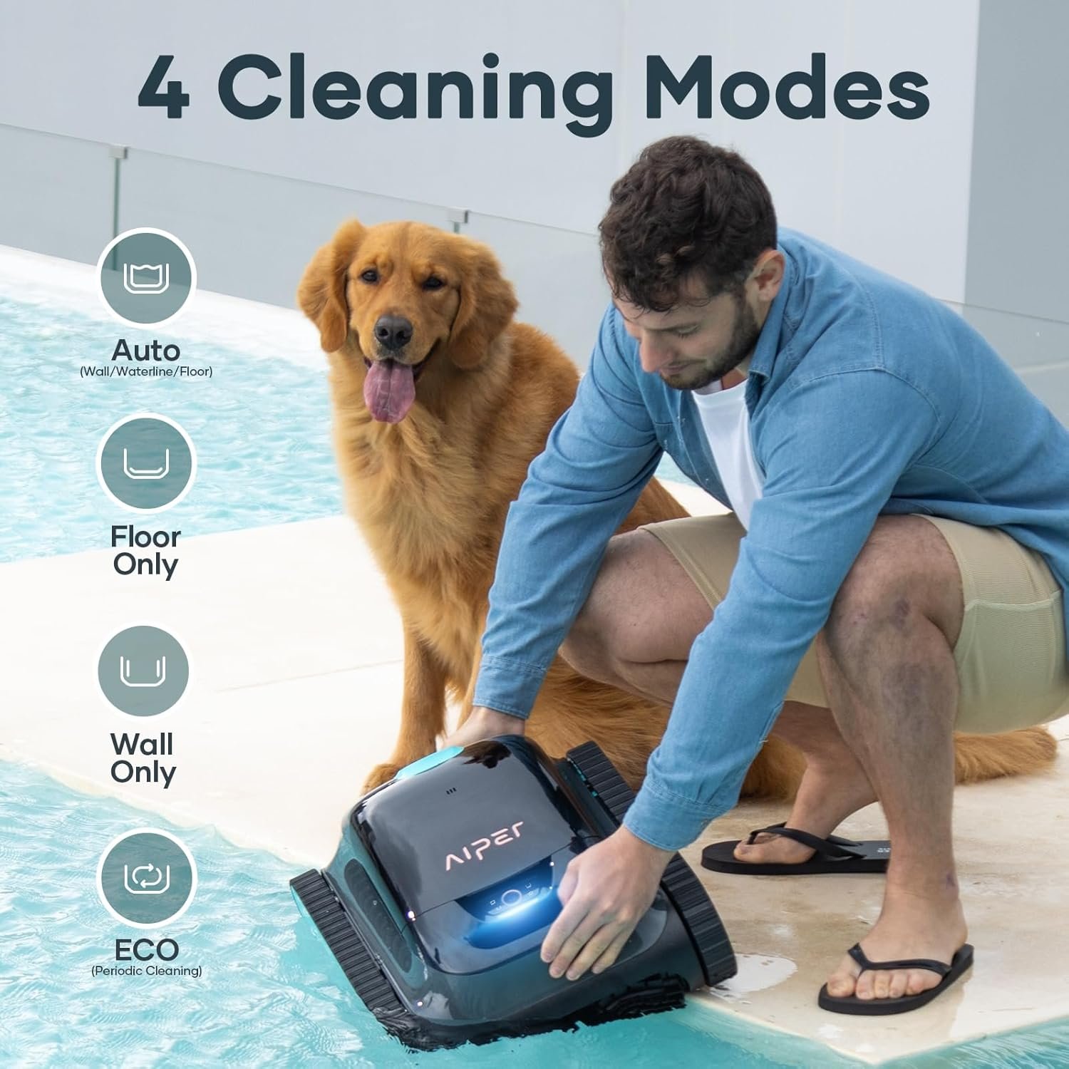 AIPER Scuba S1 Cordless Robotic Cleaner, Smart Navigation for Inground Pools up to 1,600 Sq.ft, Wall and Waterline Cleaning Vacuum 6 AIPER Scuba S1 Cordless Robotic Cleaner, Smart Navigation for Inground Pools up to 1,600 Sq.ft, Wall and Waterline Cleaning Vacuum - Image 6