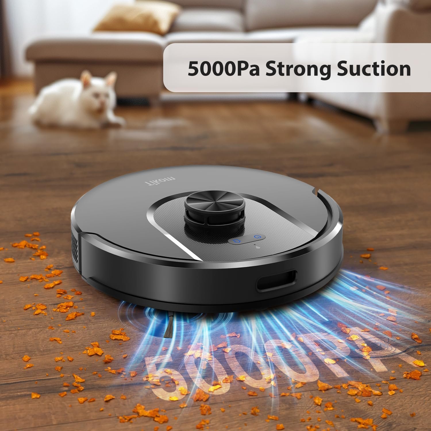 Tikom Robot Vacuum and Mop Combo, 5000Pa Suction, Smart Mapping, 45dB Robotic Vacuum Cleaner for Carpets, Pet Hair, Hardfloors (L8000 Pro) 3 Tikom Robot Vacuum and Mop Combo, 5000Pa Suction, Smart Mapping, 45dB Robotic Vacuum Cleaner for Carpets, Pet Hair, Hardfloors (L8000 Pro) - Image 3