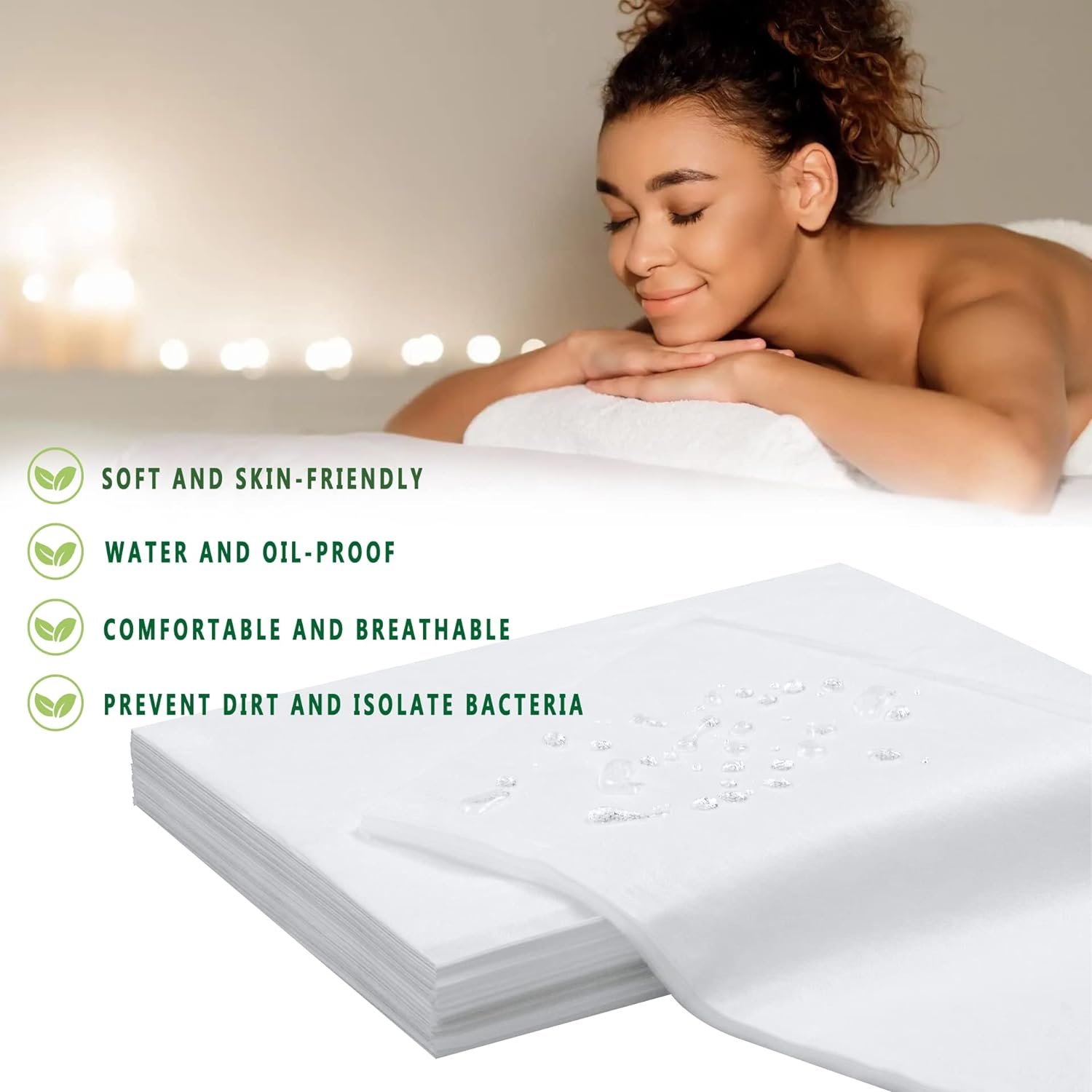 Disposable Bed Sheets 100 Pcs 31" x 71" Massage Table Sheets Non Woven Fabric SPA Bed Cover Breathable for Massage Beauty Tattoos(White) 2 Disposable Bed Sheets 100 Pcs 31" x 71" Massage Table Sheets Non Woven Fabric SPA Bed Cover Breathable for Massage Beauty Tattoos(White) - Image 2