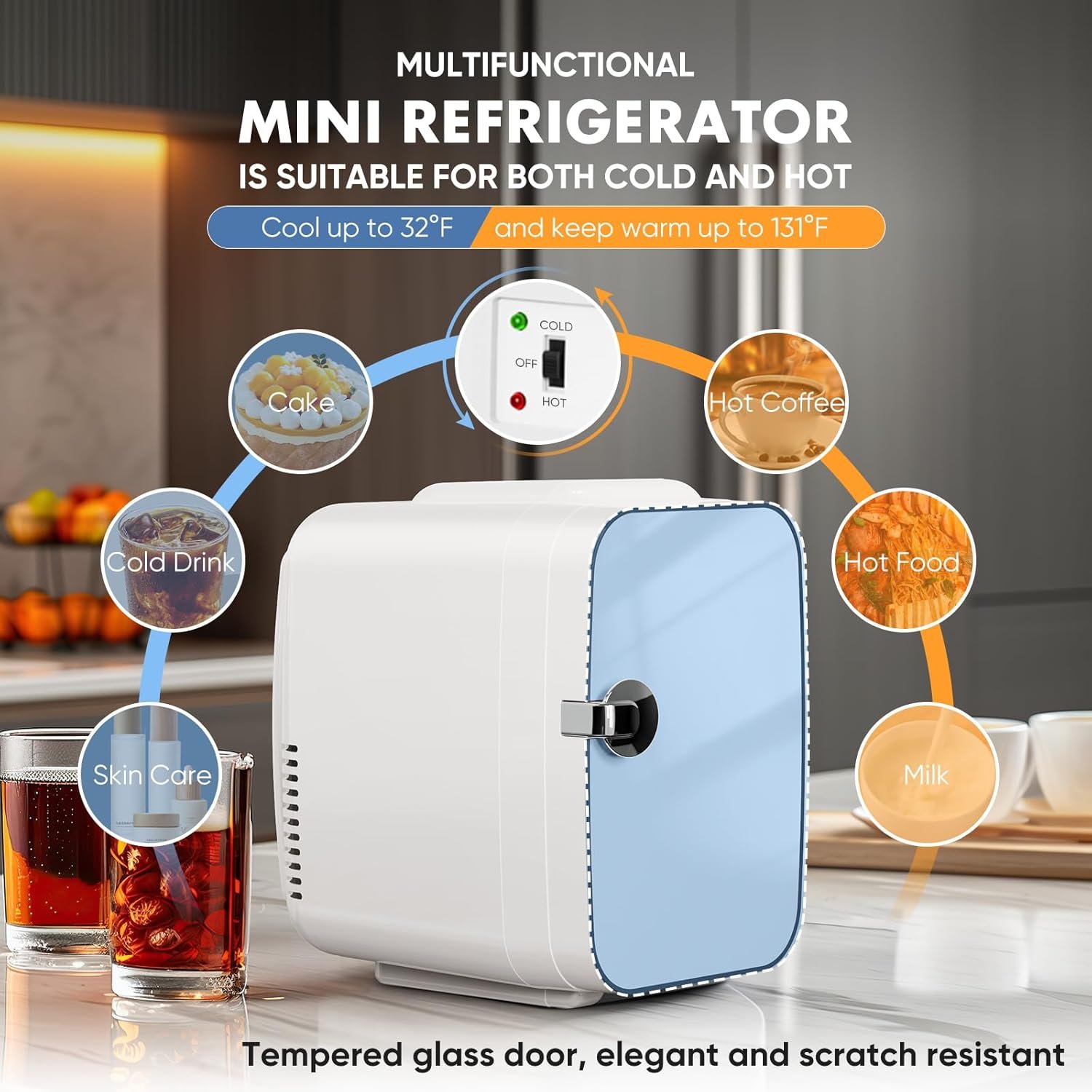 Sweetcrispy Mini Fridge, Portable Small Refrigerator 4L/6 Can Cooler & Warmer Compact Fridges for SkinCare, Food and Drinks, Bedroom, Dorm, Car, Office, White 2 Sweetcrispy Mini Fridge, Portable Small Refrigerator 4L/6 Can Cooler & Warmer Compact Fridges for SkinCare, Food and Drinks, Bedroom, Dorm, Car, Office, White - Image 2