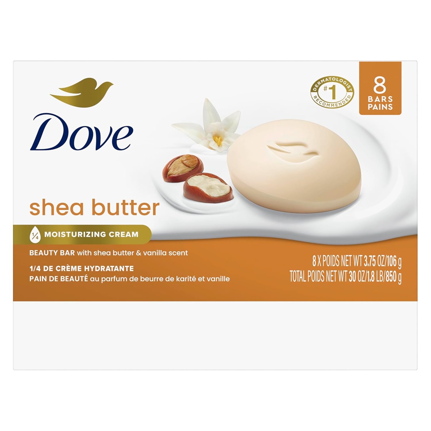 Dove Beauty Bar Soap Shea Butter, 8 Count 2 Dove Beauty Bar Soap Shea Butter, 8 Count - Image 2