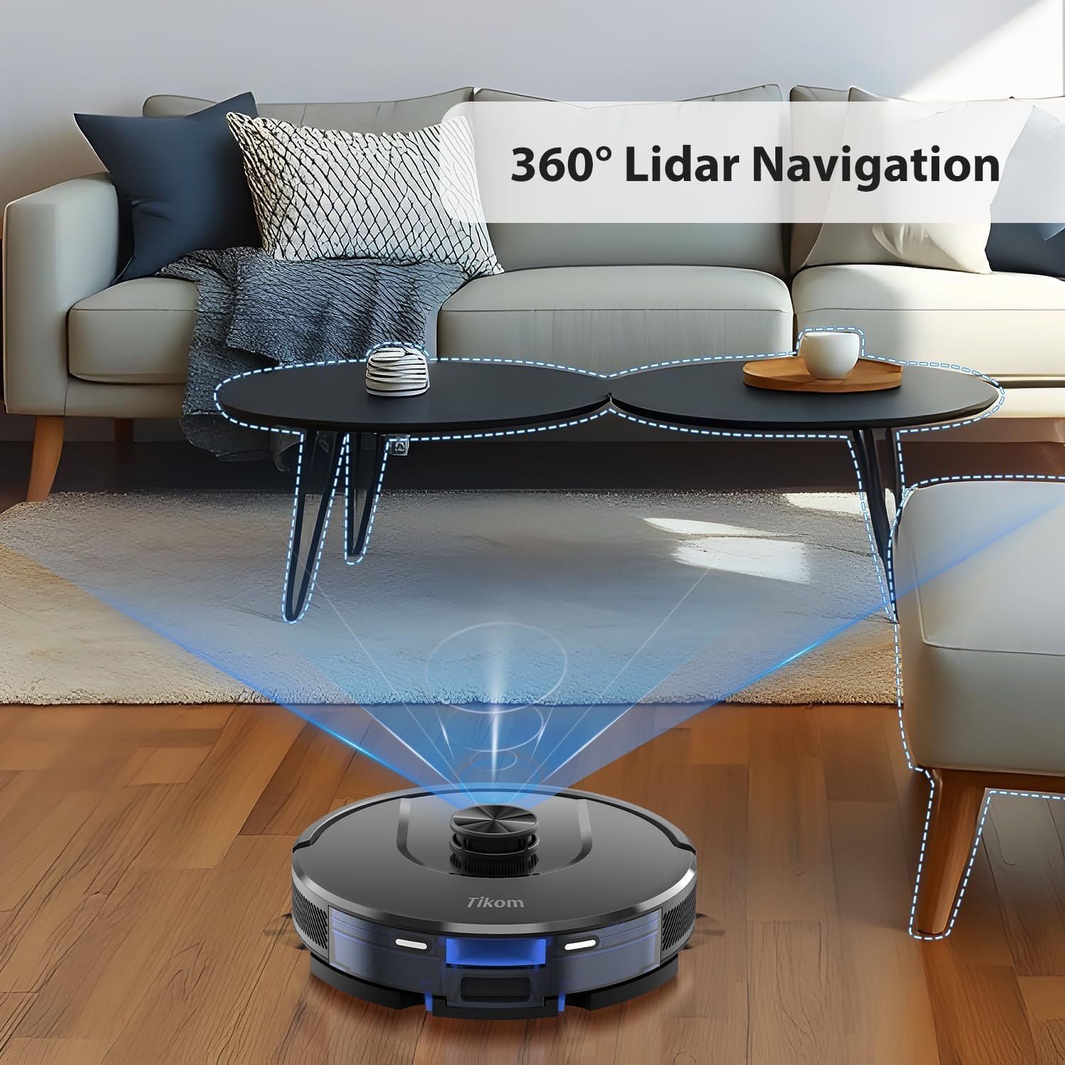Tikom Robot Vacuum and Mop Combo, 5000Pa Suction, Smart Mapping, 45dB Robotic Vacuum Cleaner for Carpets, Pet Hair, Hardfloors (L8000 Pro) 2 Tikom Robot Vacuum and Mop Combo, 5000Pa Suction, Smart Mapping, 45dB Robotic Vacuum Cleaner for Carpets, Pet Hair, Hardfloors (L8000 Pro) - Image 2