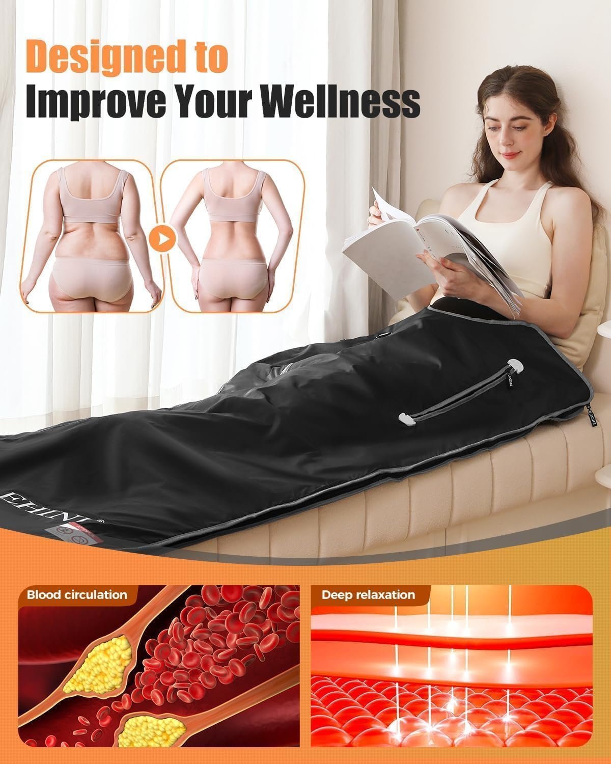 Infrared Sauna Blanket-Sauna Blanket for Home Use, Portable Design for Relaxation and Detoxification Highest 176℉, 20-60 Minutes Timer, 6 ft x 2.65 ft 7 Infrared Sauna Blanket-Sauna Blanket for Home Use, Portable Design for Relaxation and Detoxification Highest 176℉, 20-60 Minutes Timer, 6 ft x 2.65 ft - Image 7