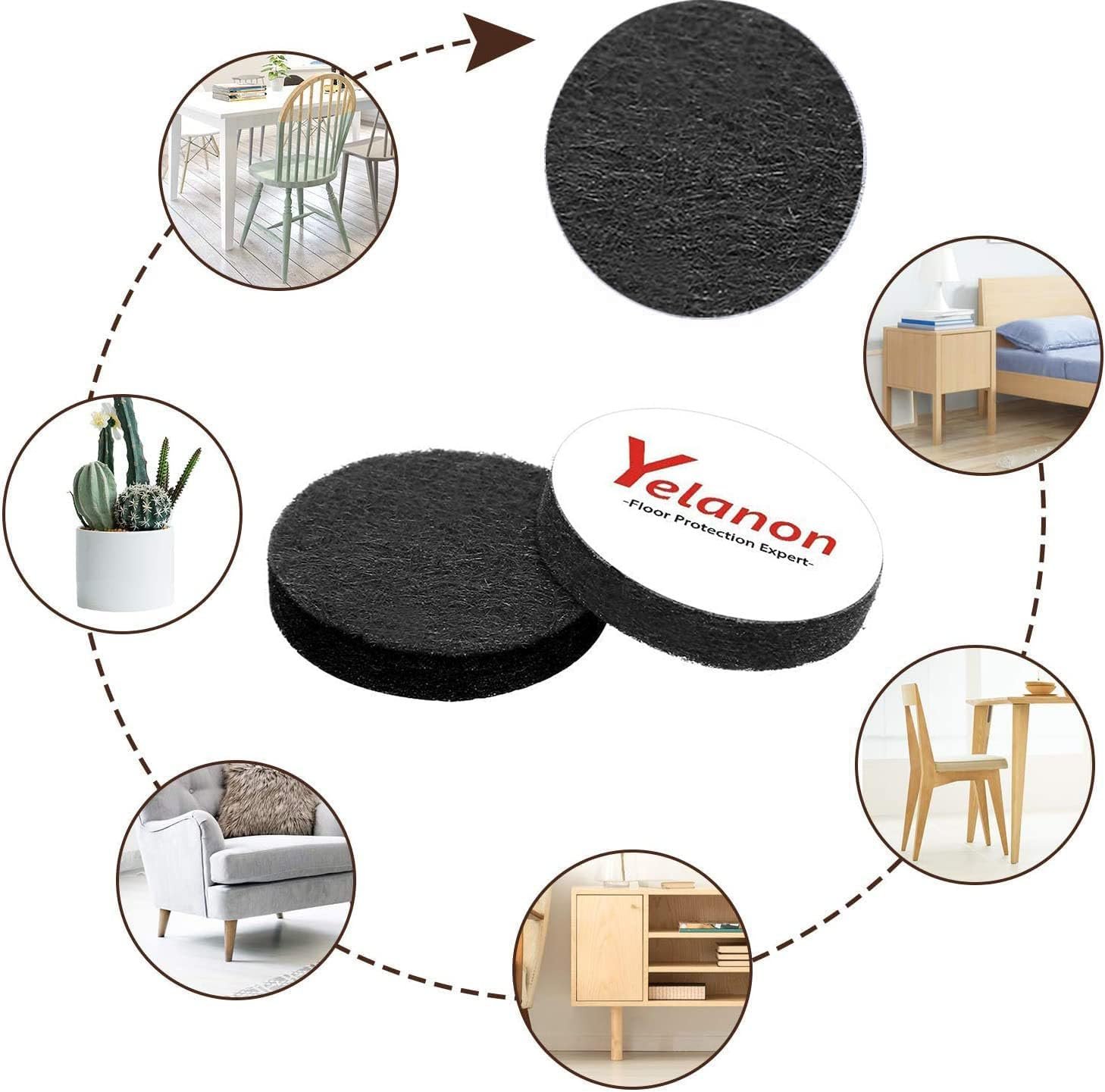 Yelanon Felt Furniture Pads -182 Pcs Premium Felt Pads for Chair Legs Furniture, Floor Protectors for Hardwood Floors, Black 2 Yelanon Felt Furniture Pads -182 Pcs Premium Felt Pads for Chair Legs Furniture, Floor Protectors for Hardwood Floors, Black - Image 2