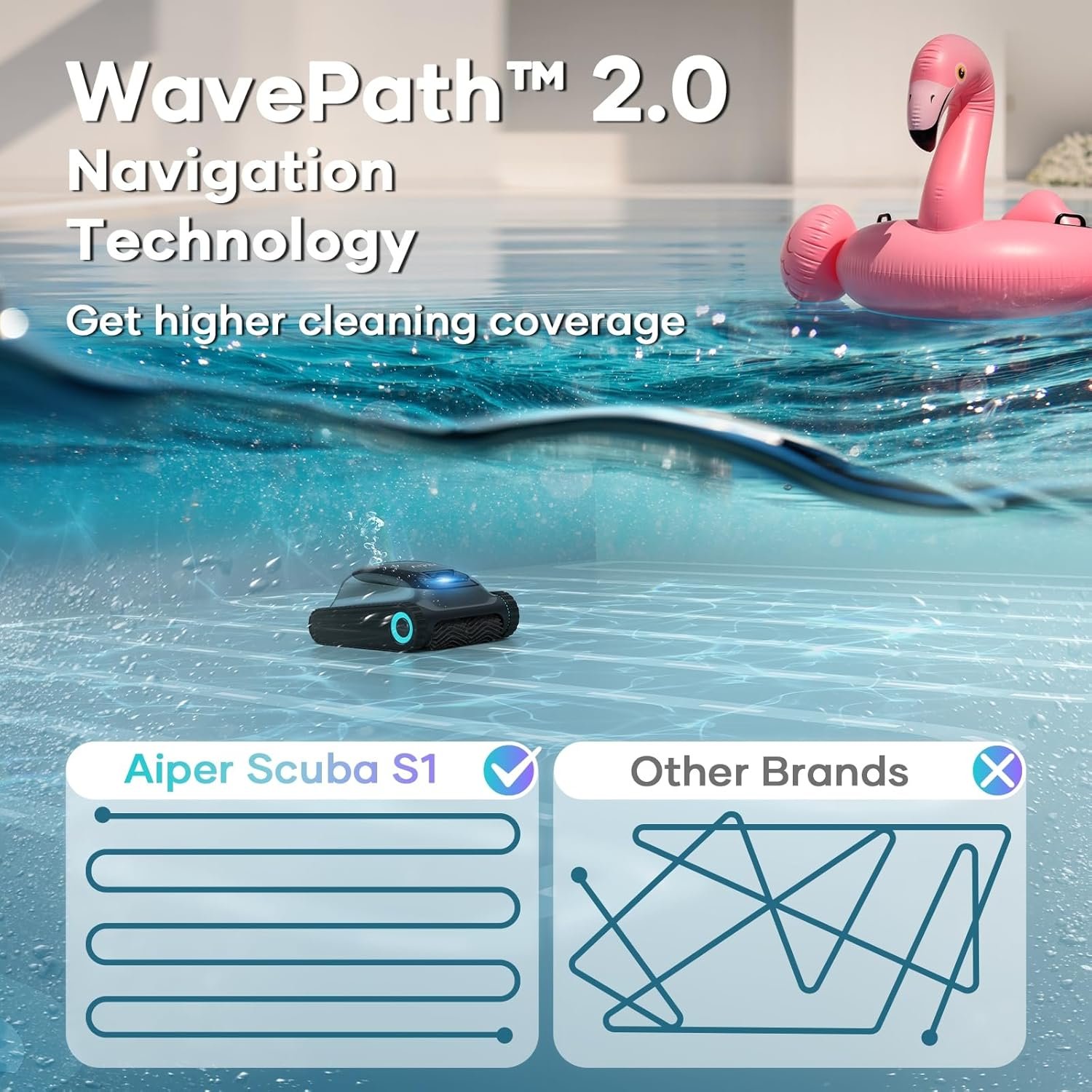 AIPER Scuba S1 Cordless Robotic Cleaner, Smart Navigation for Inground Pools up to 1,600 Sq.ft, Wall and Waterline Cleaning Vacuum 4 AIPER Scuba S1 Cordless Robotic Cleaner, Smart Navigation for Inground Pools up to 1,600 Sq.ft, Wall and Waterline Cleaning Vacuum - Image 4