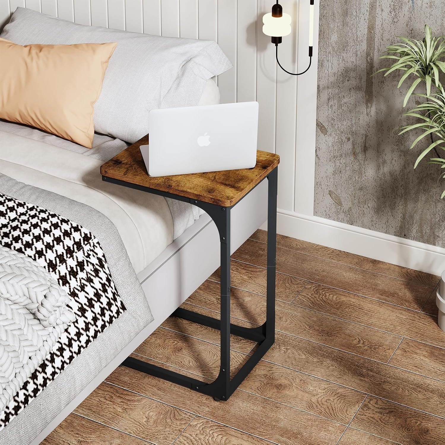 QEEIG C Table Side Table Set of 2 Living Room Sets C Shaped Couch Tray End Tables Farmhouse, Rustic Brown (017-30BN) 6 QEEIG C Table Side Table Set of 2 Living Room Sets C Shaped Couch Tray End Tables Farmhouse, Rustic Brown (017-30BN) - Image 6