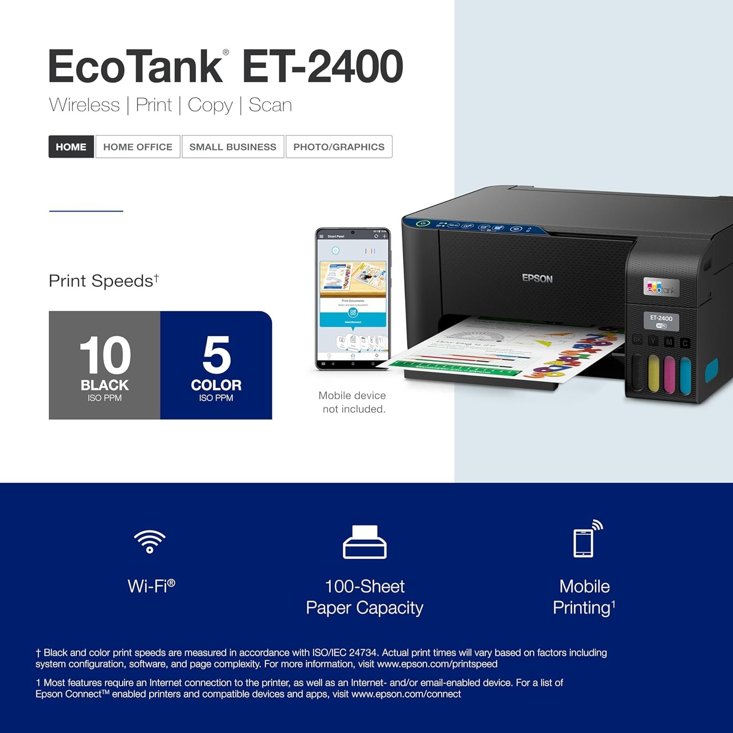 Epson EcoTank ET-2400 Wireless Color All-in-One Cartridge-Free Supertank Printer with Scan and Copy – Easy, Everyday Home Printing, Black 4 Epson EcoTank ET-2400 Wireless Color All-in-One Cartridge-Free Supertank Printer with Scan and Copy – Easy, Everyday Home Printing, Black - Image 4