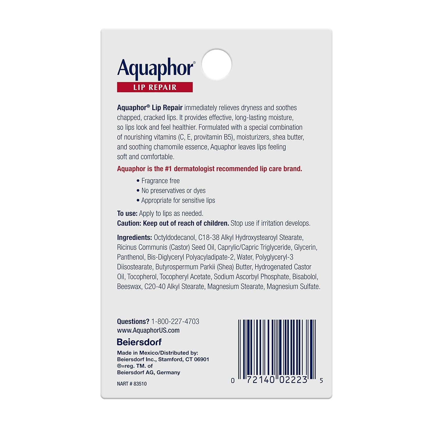 Aquaphor Lip Repair Ointment, Moisturizing Lip Balm Pack, Relieves Dryness, 0.35 Tube, Pack of 2 9 Aquaphor Lip Repair Ointment, Moisturizing Lip Balm Pack, Relieves Dryness, 0.35 Tube, Pack of 2 - Image 9
