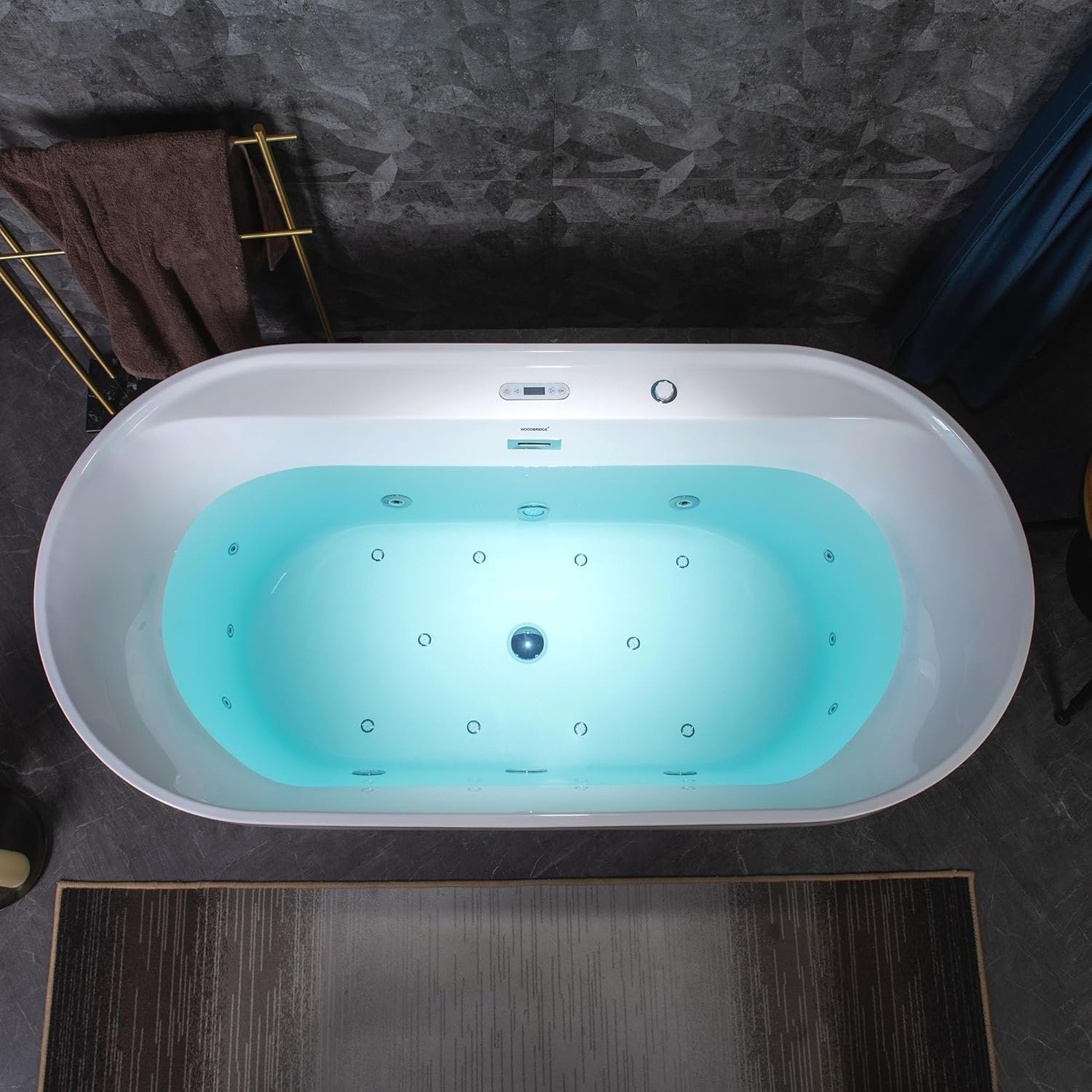 WOODBRIDGE 72" x 35-3/8" Whirlpool and Air Bath Heated Soaking Combination Tub with Adjustable Speed Air Blower and Display Control Panel, White,BJ-500 17 WOODBRIDGE 72" x 35-3/8" Whirlpool and Air Bath Heated Soaking Combination Tub with Adjustable Speed Air Blower and Display Control Panel, White,BJ-500 - Image 17