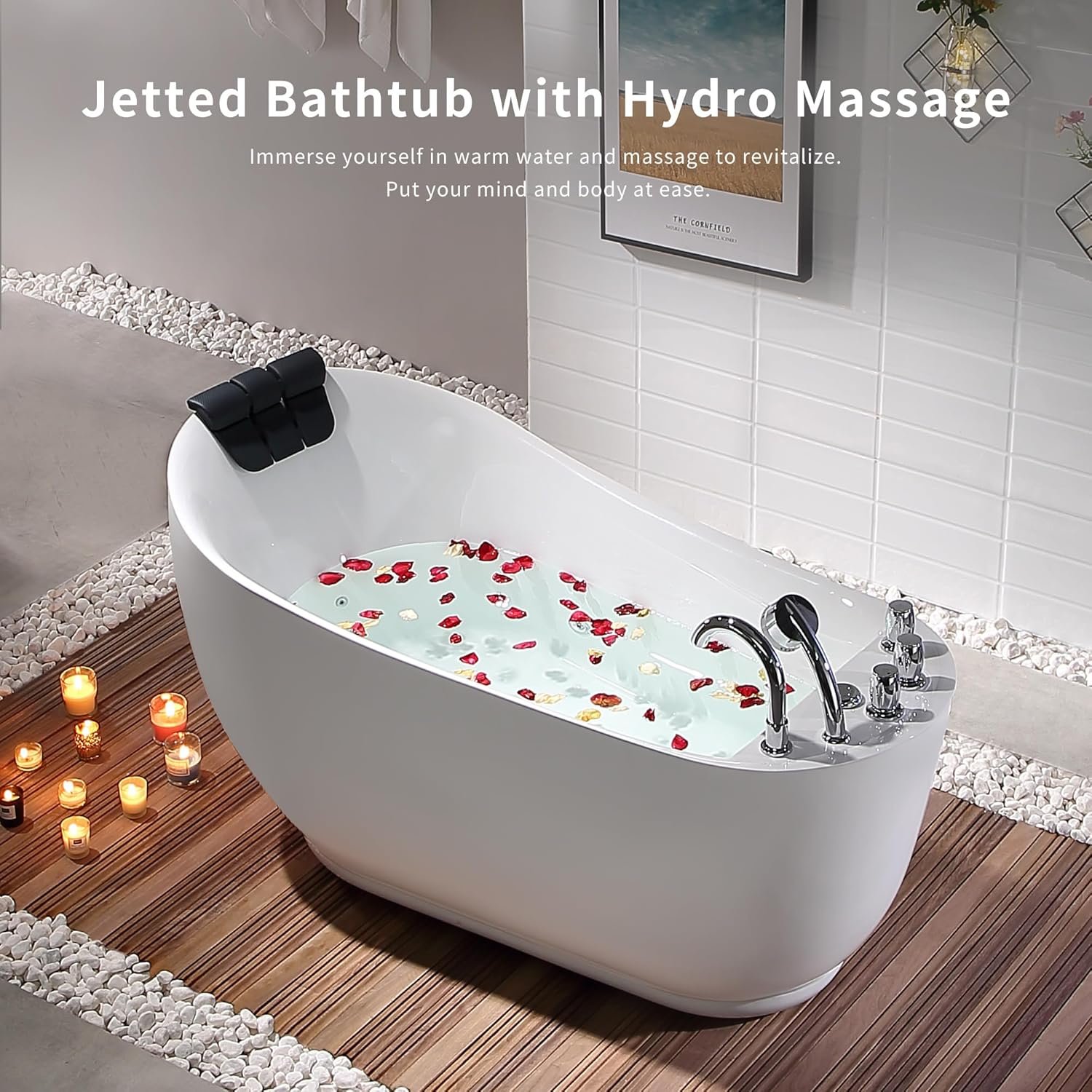 Empava 59 Inch Freestanding Whirlpool Tub - Acrylic Jetted Bathtub-Deep Concave Back, Tapered Interior,ETL Certified 2 Empava 59 Inch Freestanding Whirlpool Tub - Acrylic Jetted Bathtub-Deep Concave Back, Tapered Interior,ETL Certified - Image 2