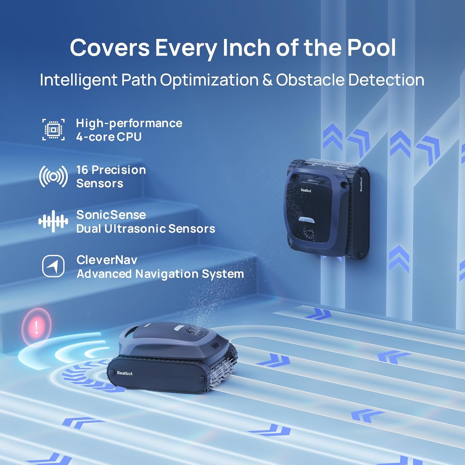 Beatbot AquaSense 2 Cordless Robotic Pool Vacuum Cleaner, Smart Surface Parking, Double-Pass Waterline Scrubbing, Cleans Floor, Walls, and Waterline, Above & In-Ground Pools up to 3,230 sq.ft - Blue 5 Beatbot AquaSense 2 Cordless Robotic Pool Vacuum Cleaner, Smart Surface Parking, Double-Pass Waterline Scrubbing, Cleans Floor, Walls, and Waterline, Above & In-Ground Pools up to 3,230 sq.ft - Blue - Image 5