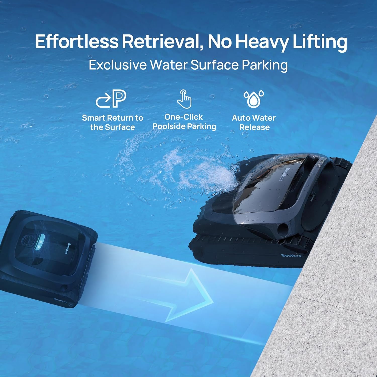 Beatbot AquaSense 2 Cordless Robotic Pool Vacuum Cleaner, Smart Surface Parking, Double-Pass Waterline Scrubbing, Cleans Floor, Walls, and Waterline, Above & In-Ground Pools up to 3,230 sq.ft - Blue 2 Beatbot AquaSense 2 Cordless Robotic Pool Vacuum Cleaner, Smart Surface Parking, Double-Pass Waterline Scrubbing, Cleans Floor, Walls, and Waterline, Above & In-Ground Pools up to 3,230 sq.ft - Blue - Image 2