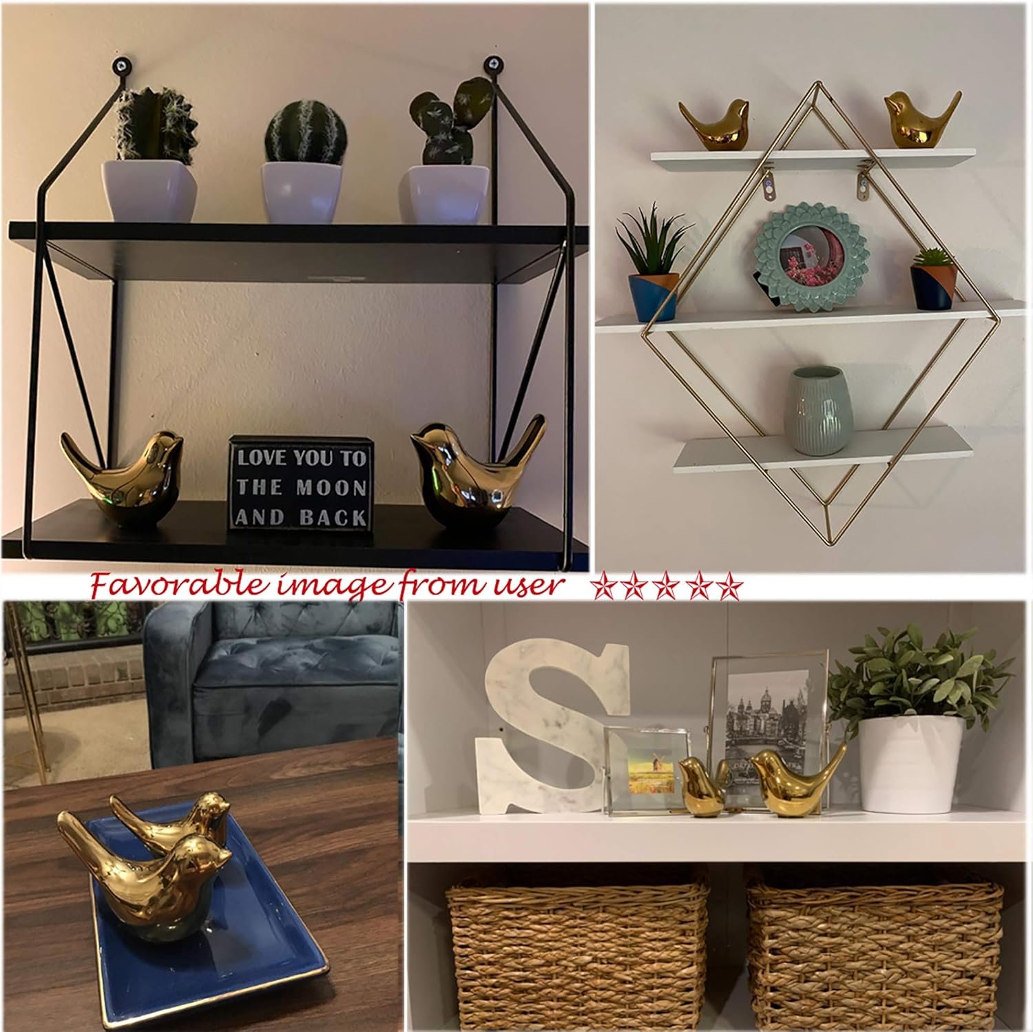 FANTESTICRYAN Small Birds Statues Gold Home Decor Modern Style Figurine Decorative Ornaments for Living Room, Bedroom, Office Desktop, Cabinets 7 FANTESTICRYAN Small Birds Statues Gold Home Decor Modern Style Figurine Decorative Ornaments for Living Room, Bedroom, Office Desktop, Cabinets - Image 7