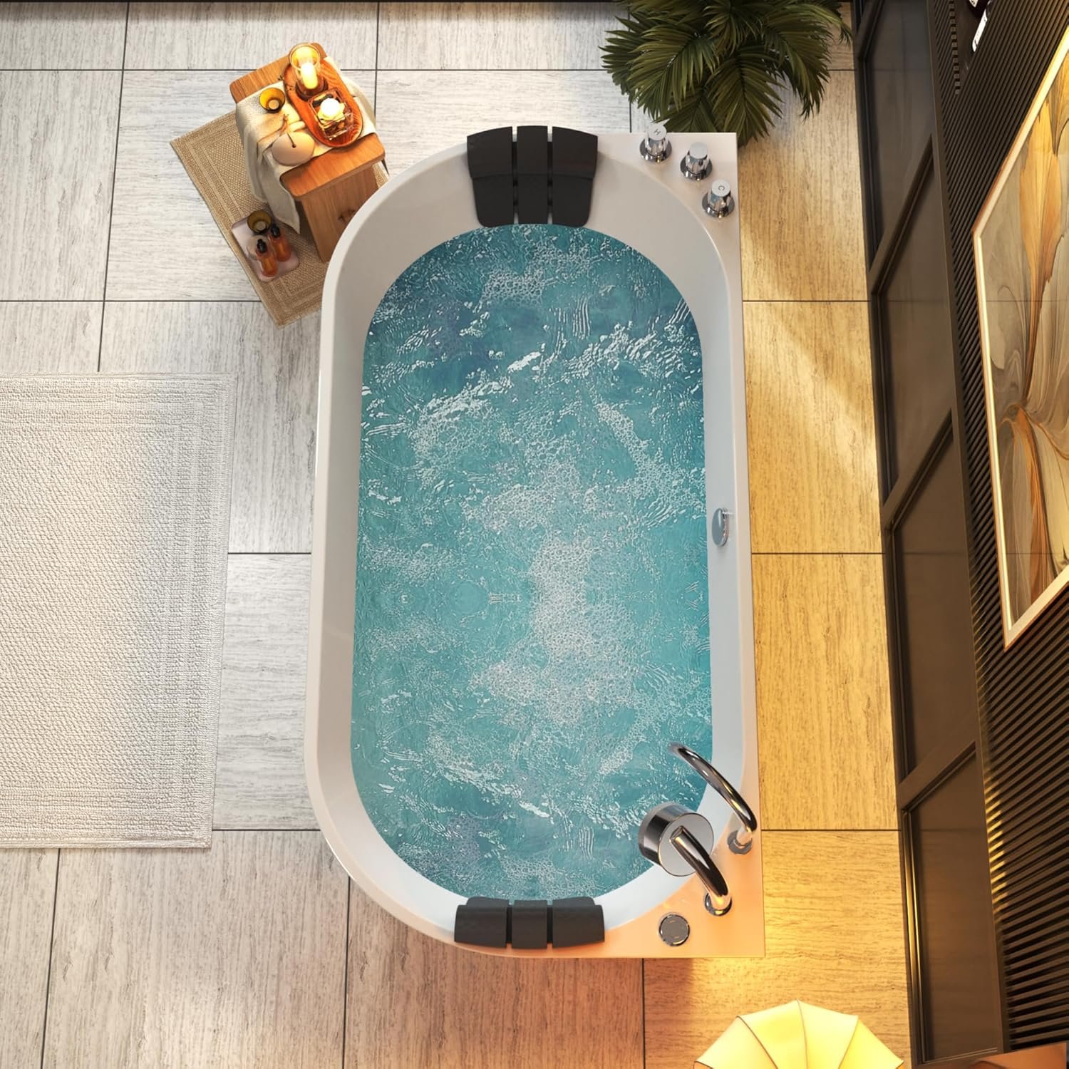 Empava Freestanding Whirlpool Bathtub,Acrylic 8 Hydromassage Jets Tub 59 inch 2 Empava Freestanding Whirlpool Bathtub,Acrylic 8 Hydromassage Jets Tub 59 inch - Image 2