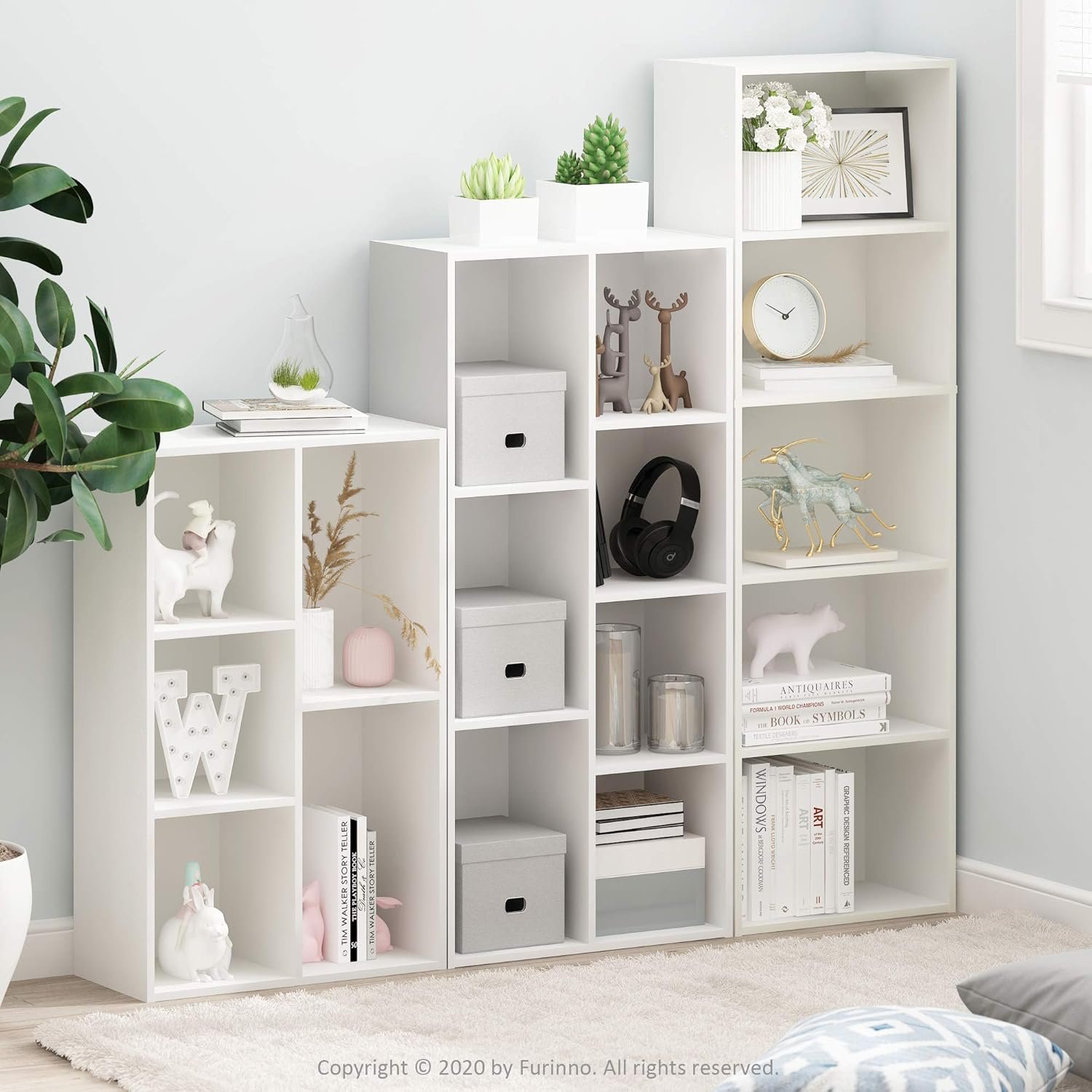 Furinno Luder Bookcase / Book / Storage , 5-Cube, White 2 Furinno Luder Bookcase / Book / Storage , 5-Cube, White - Image 2