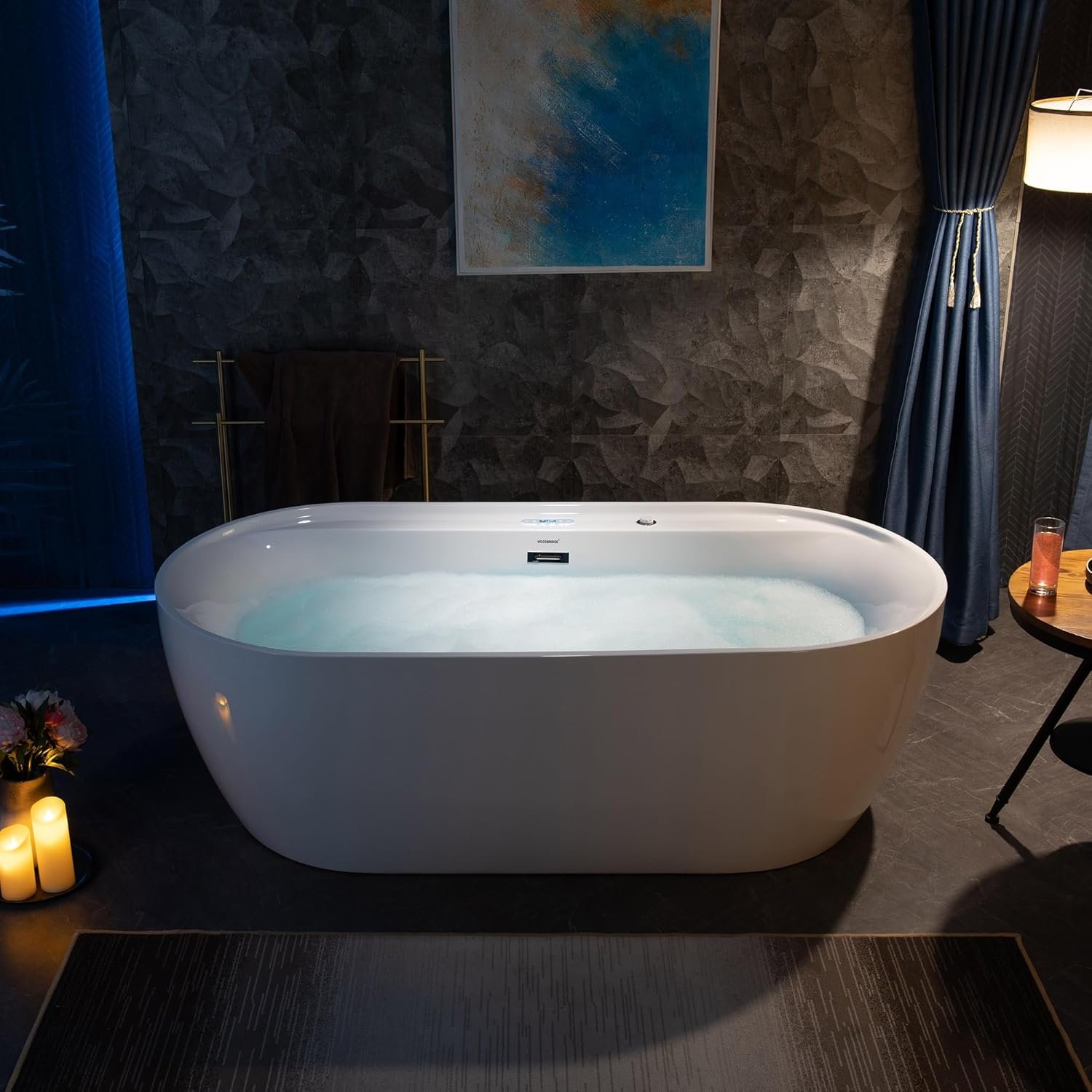 WOODBRIDGE 72" x 35-3/8" Whirlpool and Air Bath Heated Soaking Combination Tub with Adjustable Speed Air Blower and Display Control Panel, White,BJ-500 16 WOODBRIDGE 72" x 35-3/8" Whirlpool and Air Bath Heated Soaking Combination Tub with Adjustable Speed Air Blower and Display Control Panel, White,BJ-500 - Image 16