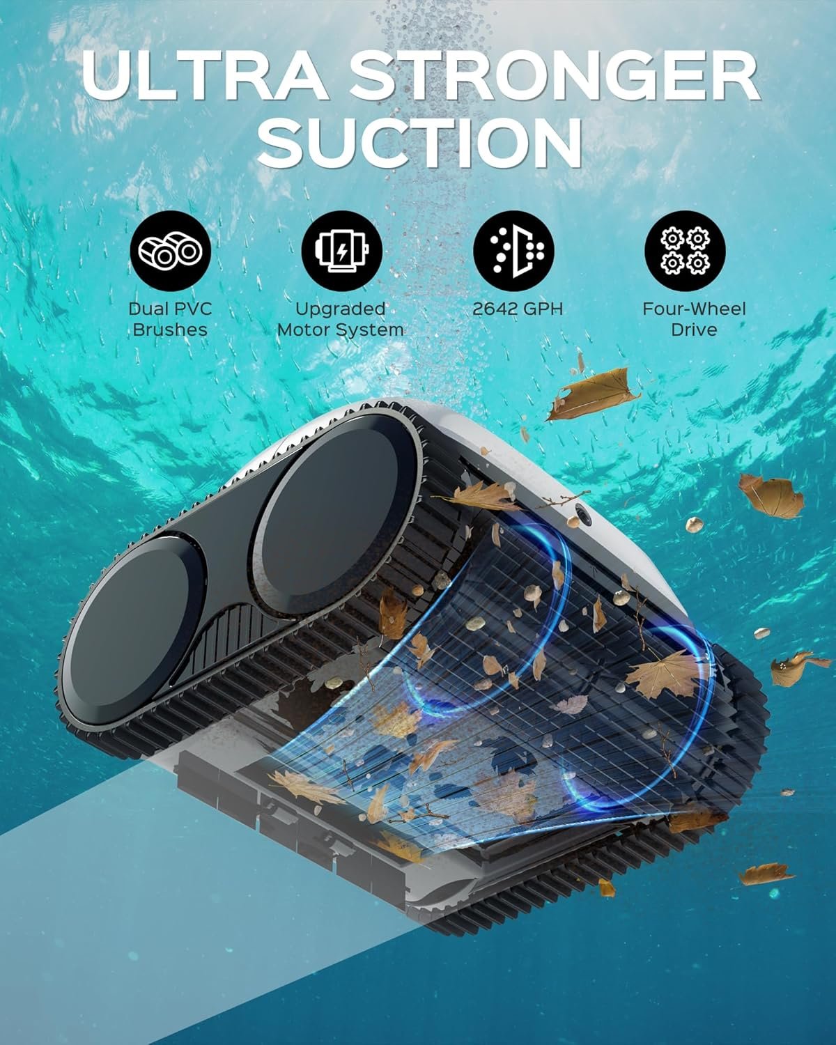 WYBOT C1 Cordless Robotic Pool Cleaners, Powerful Suction, Wall Climb Pool Robot with Intelligent Route Planning, Lasts 150Mins, Ideal for In-Ground Pools Up to 1,614 Sq.ft 3 WYBOT C1 Cordless Robotic Pool Cleaners, Powerful Suction, Wall Climb Pool Robot with Intelligent Route Planning, Lasts 150Mins, Ideal for In-Ground Pools Up to 1,614 Sq.ft - Image 3