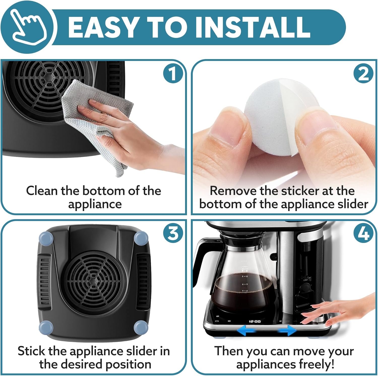 Appliance Sliders for Kitchen 24 PCS Self-Adhesive Small Kitchen Appliance Slider Hacks Easy to MovIing & Space Saving Must Have Gadgets Mixer Accessories for countertop 7 Appliance Sliders for Kitchen 24 PCS Self-Adhesive Small Kitchen Appliance Slider Hacks Easy to MovIing & Space Saving Must Have Gadgets Mixer Accessories for countertop - Image 7