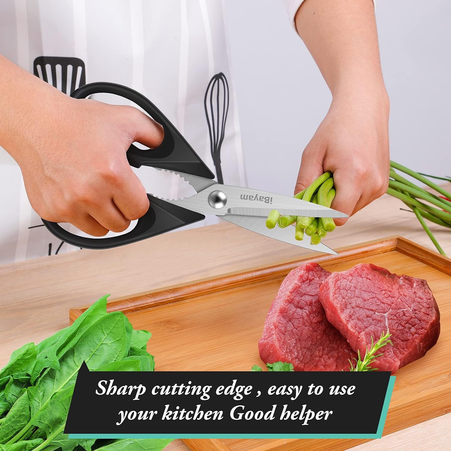 Kitchen Shears, iBayam Kitchen Scissors All Purpose Heavy Duty Meat Poultry Shears, Dishwasher Safe Food Cooking Stainless Steel Utility Scissors, Home Apartment Essentials, 2-Pack, Black, Aqua Sky 6 Kitchen Shears, iBayam Kitchen Scissors All Purpose Heavy Duty Meat Poultry Shears, Dishwasher Safe Food Cooking Stainless Steel Utility Scissors, Home Apartment Essentials, 2-Pack, Black, Aqua Sky - Image 6