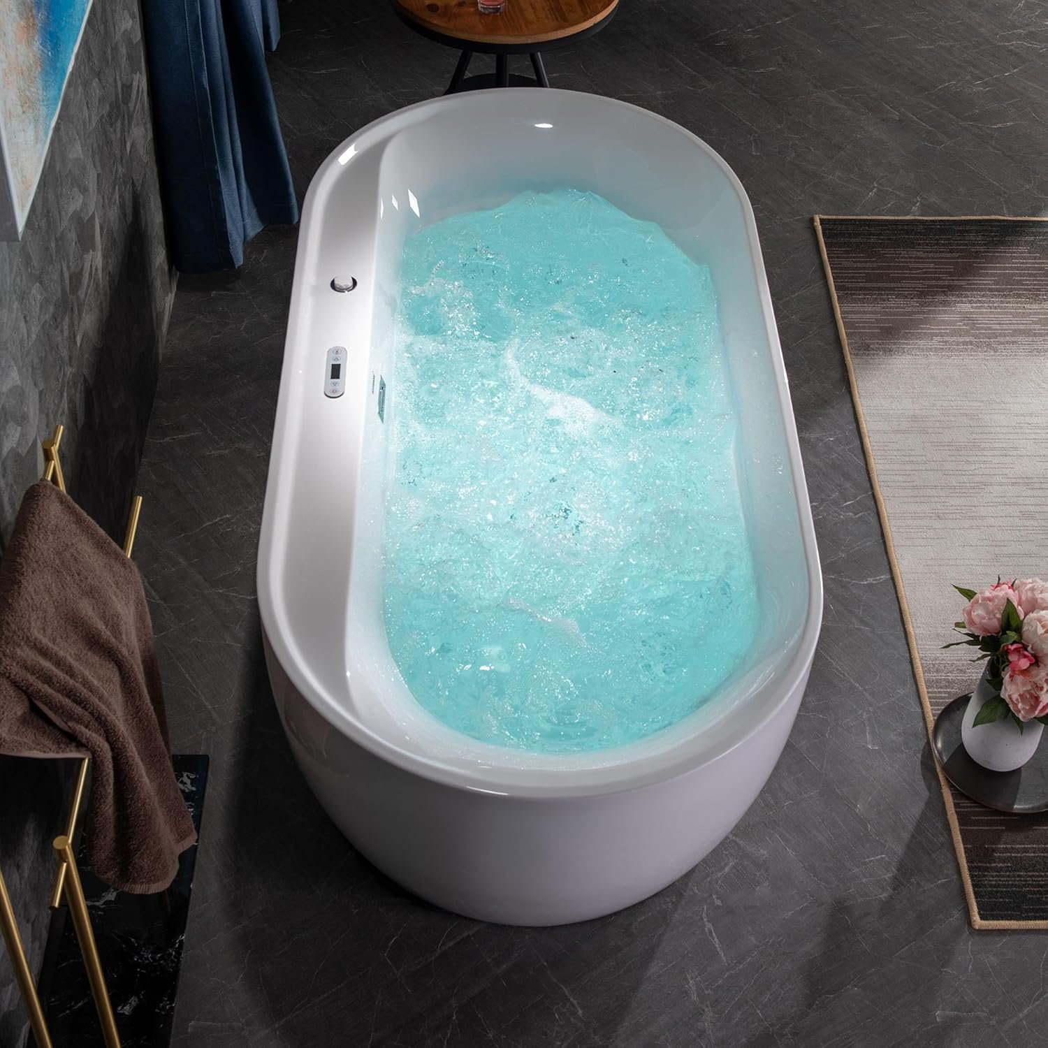 WOODBRIDGE 72" x 35-3/8" Whirlpool and Air Bath Heated Soaking Combination Tub with Adjustable Speed Air Blower and Display Control Panel, White,BJ-500 19 WOODBRIDGE 72" x 35-3/8" Whirlpool and Air Bath Heated Soaking Combination Tub with Adjustable Speed Air Blower and Display Control Panel, White,BJ-500 - Image 19