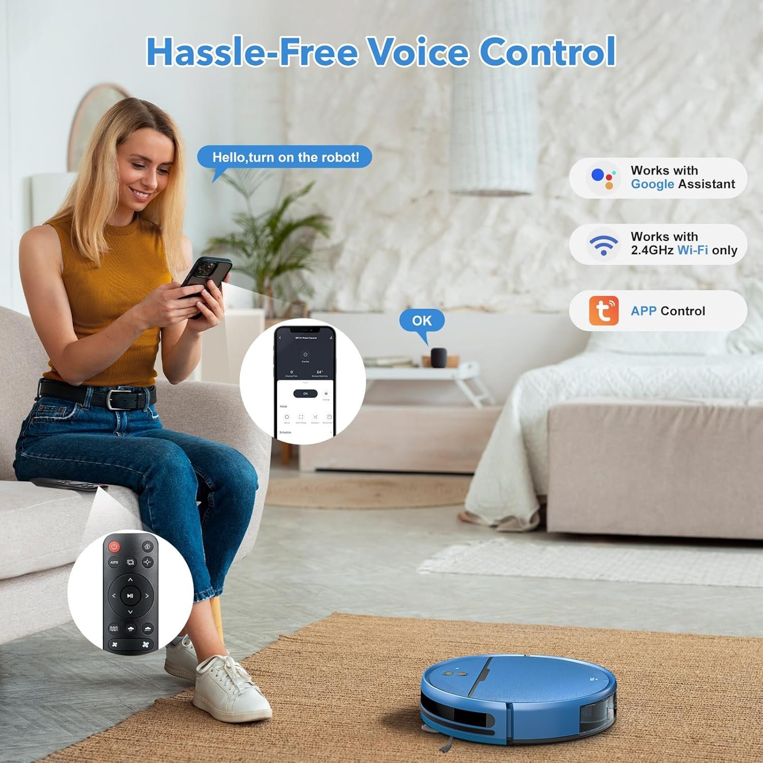 Robot Vacuum and Mop Combo, 2 in 1 Mopping Robot Vacuum Cleaner Compatible with WiFi/App, Robotic Vacuum Up to 2300Pa Suction, Self-Charging, Slim, Ideal for Hard Floor, Pet Hair, Low Pile Carpet 3 Robot Vacuum and Mop Combo, 2 in 1 Mopping Robot Vacuum Cleaner Compatible with WiFi/App, Robotic Vacuum Up to 2300Pa Suction, Self-Charging, Slim, Ideal for Hard Floor, Pet Hair, Low Pile Carpet - Image 3