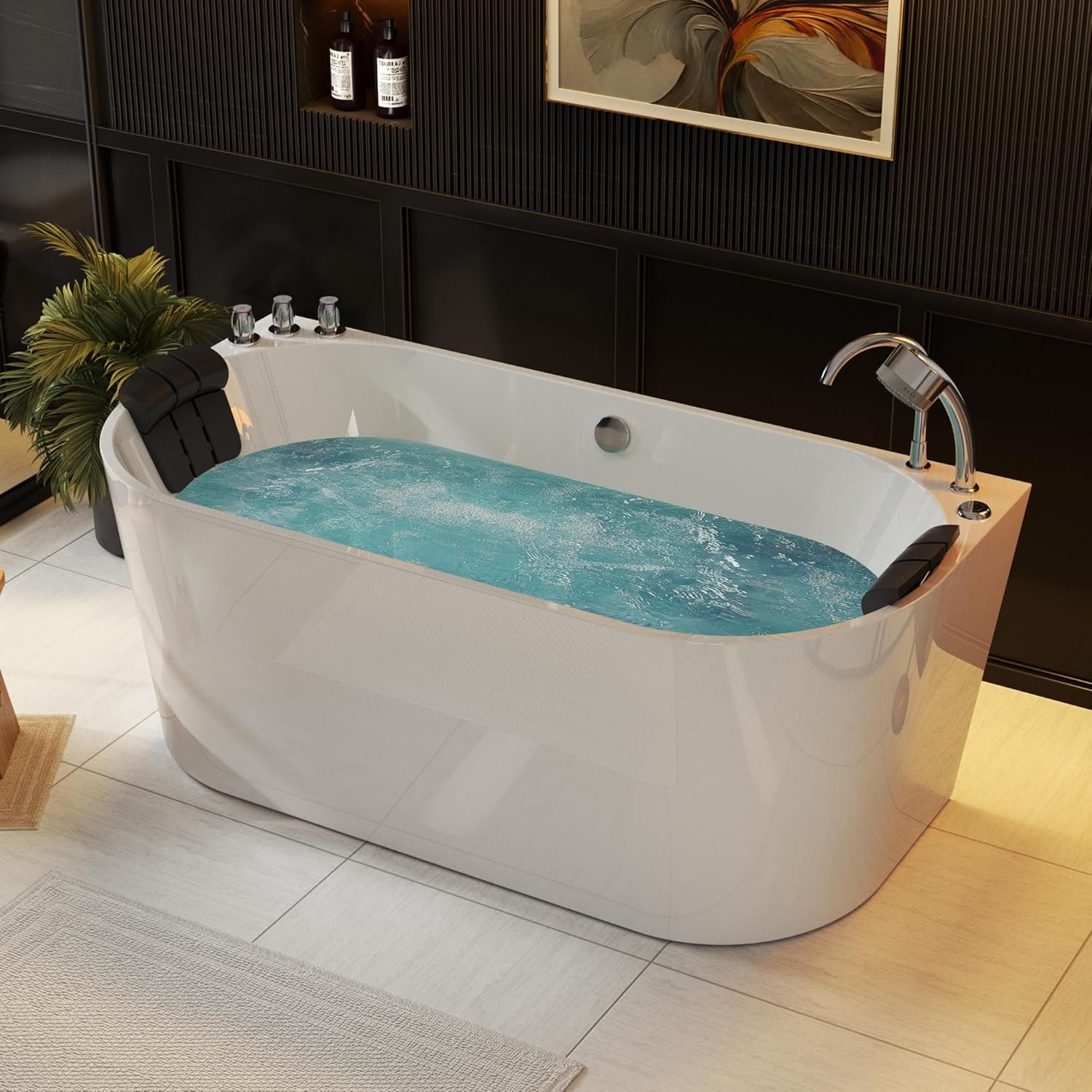 Empava Freestanding Whirlpool Bathtub,Acrylic 8 Hydromassage Jets Tub 59 inch 3 Empava Freestanding Whirlpool Bathtub,Acrylic 8 Hydromassage Jets Tub 59 inch - Image 3
