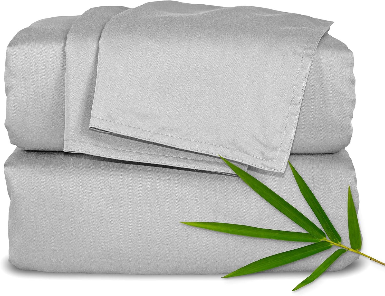 King Sheets by Pure Bamboo, Genuine 100% Organic Viscose Derived from Bamboo Bed Sheet Set, Luxuriously Soft & Cooling, Double Stitching, Lifetime Quality Promise (King, Silver Pearl)
