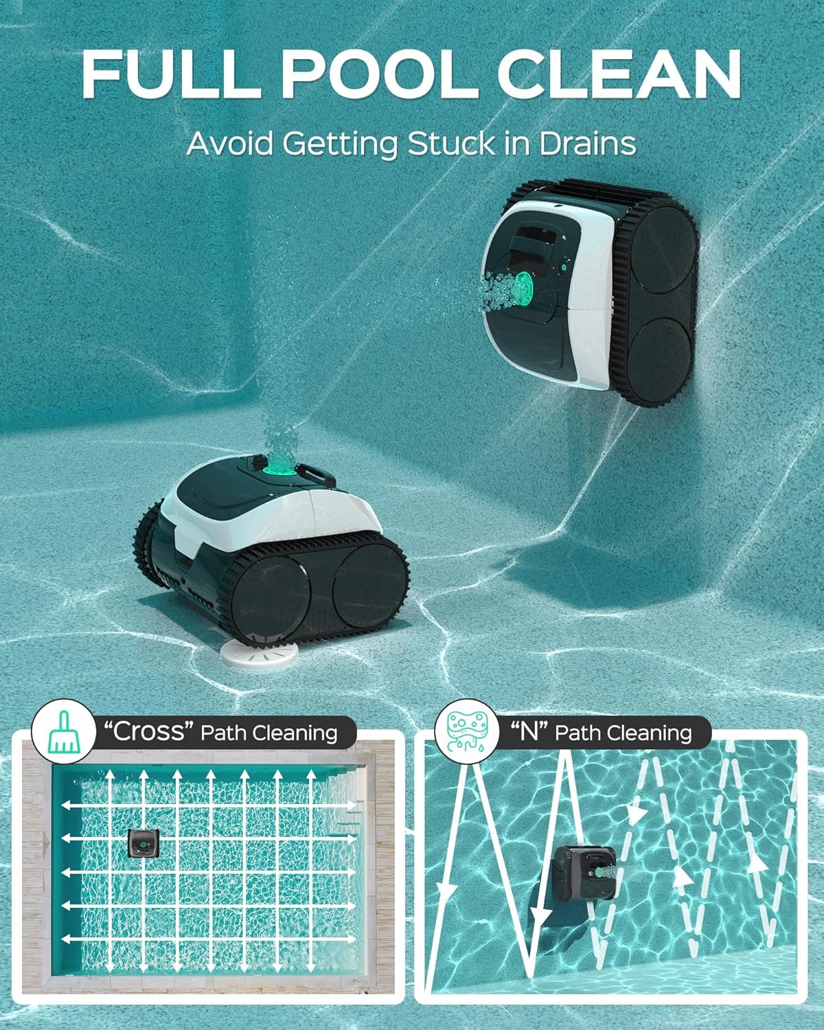 WYBOT C1 Cordless Robotic Pool Cleaners, Powerful Suction, Wall Climb Pool Robot with Intelligent Route Planning, Lasts 150Mins, Ideal for In-Ground Pools Up to 1,614 Sq.ft 4 WYBOT C1 Cordless Robotic Pool Cleaners, Powerful Suction, Wall Climb Pool Robot with Intelligent Route Planning, Lasts 150Mins, Ideal for In-Ground Pools Up to 1,614 Sq.ft - Image 4