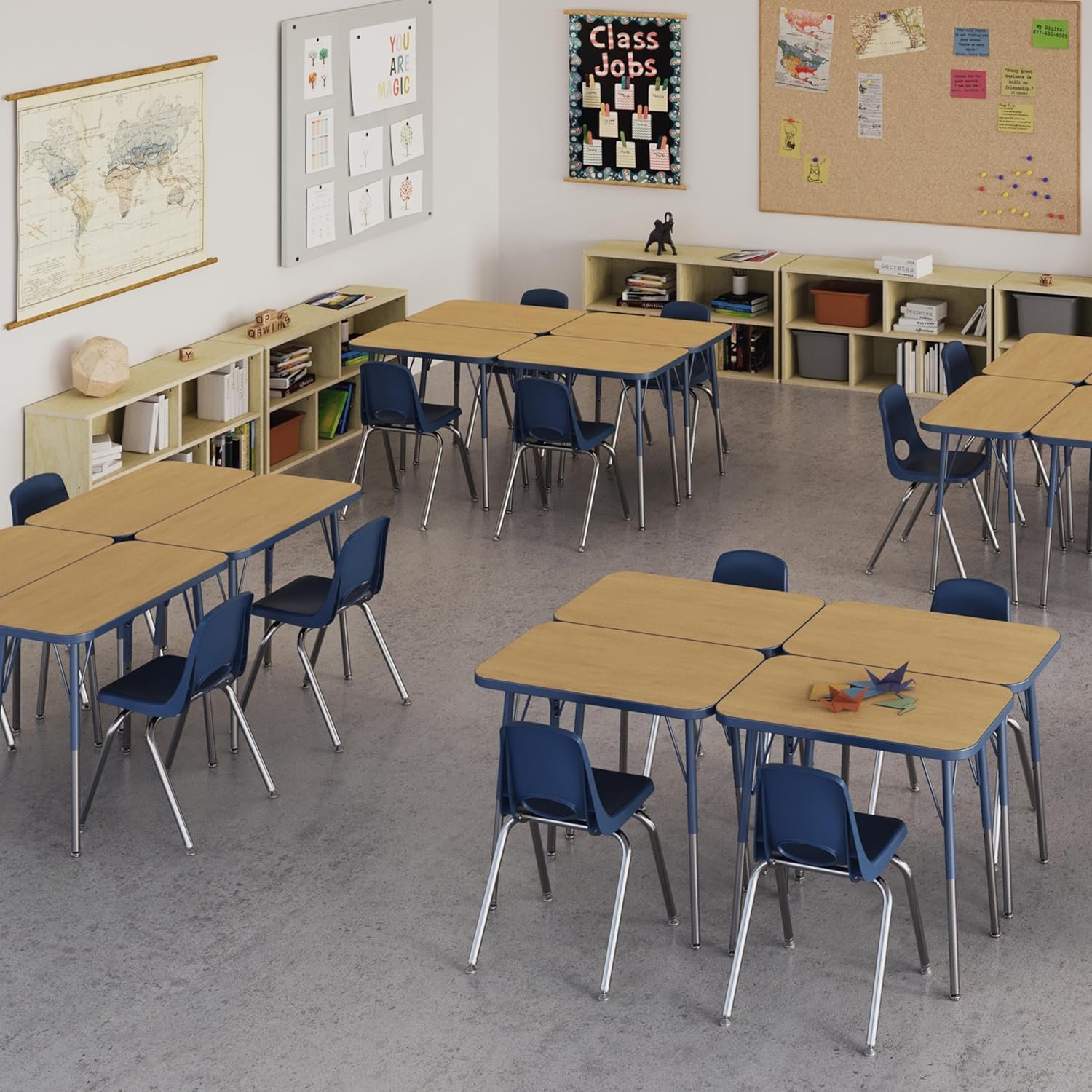 Factory Direct Partners 10368-NV 16" School Stack Chair, Stacking Student Seat with Chromed Steel Legs and Nylon Swivel Glides for in-Home Learning or Classroom - Navy (6-Pack) 5 Factory Direct Partners 10368-NV 16" School Stack Chair, Stacking Student Seat with Chromed Steel Legs and Nylon Swivel Glides for in-Home Learning or Classroom - Navy (6-Pack) - Image 5