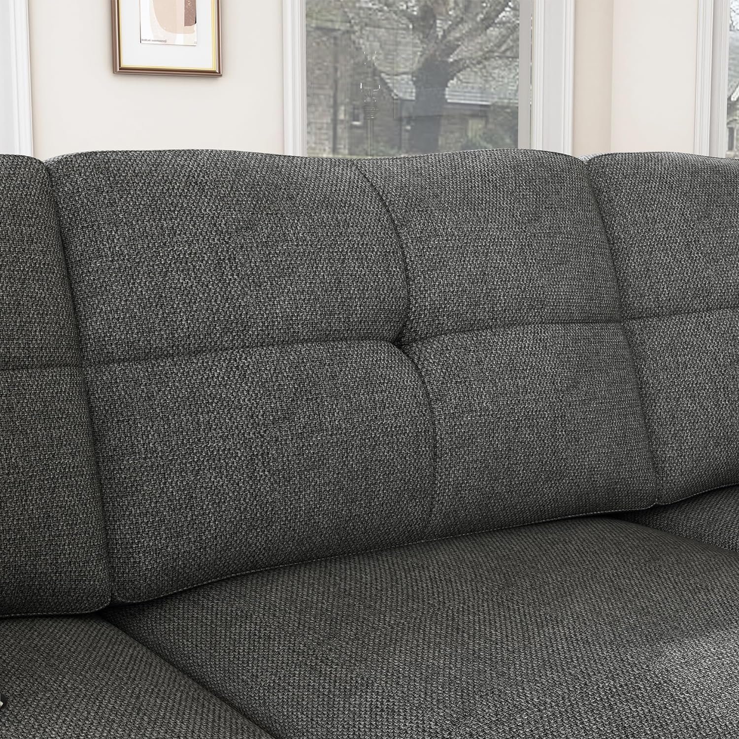 HONBAY Convertible Sectional Sofa L Shaped Couch for Small Apartment Reversible Sectional Couches for Living Room,Dark Grey 5 HONBAY Convertible Sectional Sofa L Shaped Couch for Small Apartment Reversible Sectional Couches for Living Room,Dark Grey - Image 5