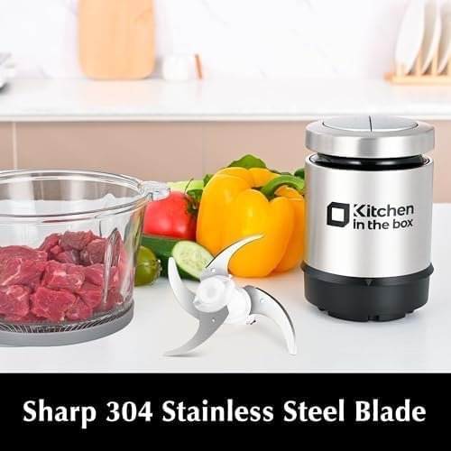 Kitchen in the box Mini Food Processors,400W Powerful Mini Meat Grinder & Food Chopper,Electric Vegetable Chopper with One 3 Cup Bowl & S Blades for Meat/Fish/Vegetable/Baby Food,3cup(1bowl) 3 Kitchen in the box Mini Food Processors,400W Powerful Mini Meat Grinder & Food Chopper,Electric Vegetable Chopper with One 3 Cup Bowl & S Blades for Meat/Fish/Vegetable/Baby Food,3cup(1bowl) - Image 3