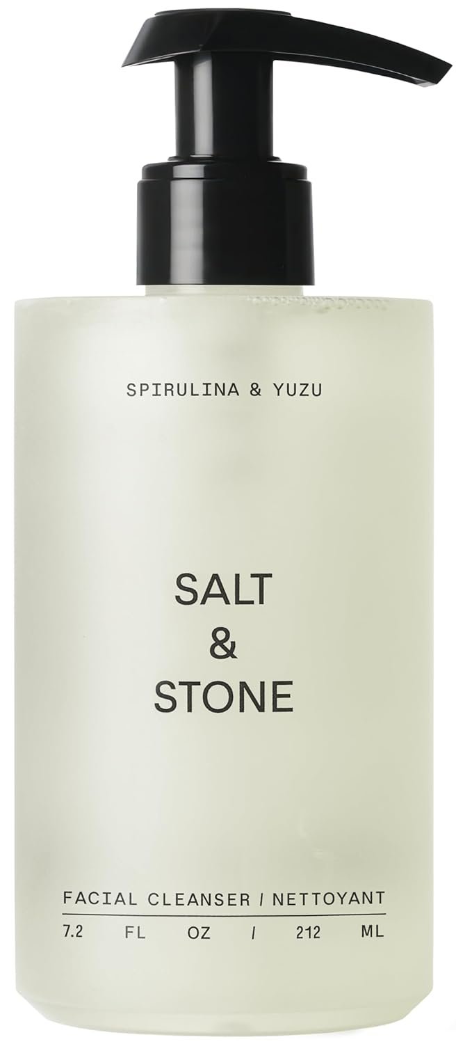 Salt & Stone Face Wash for Women & Men, Spirulina & Yuzu Gentle Facial Cleanser, Makeup Remover Pore Minimizer with Hyaluronic Acid, Squalane, Skin Care for All Skin Types, Vegan, Cruelty Free, 7.2 oz