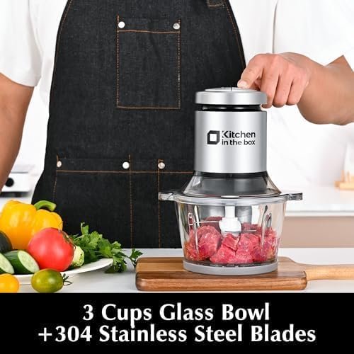 Kitchen in the box Mini Food Processors,400W Powerful Mini Meat Grinder & Food Chopper,Electric Vegetable Chopper with One 3 Cup Bowl & S Blades for Meat/Fish/Vegetable/Baby Food,3cup(1bowl) 4 Kitchen in the box Mini Food Processors,400W Powerful Mini Meat Grinder & Food Chopper,Electric Vegetable Chopper with One 3 Cup Bowl & S Blades for Meat/Fish/Vegetable/Baby Food,3cup(1bowl) - Image 4