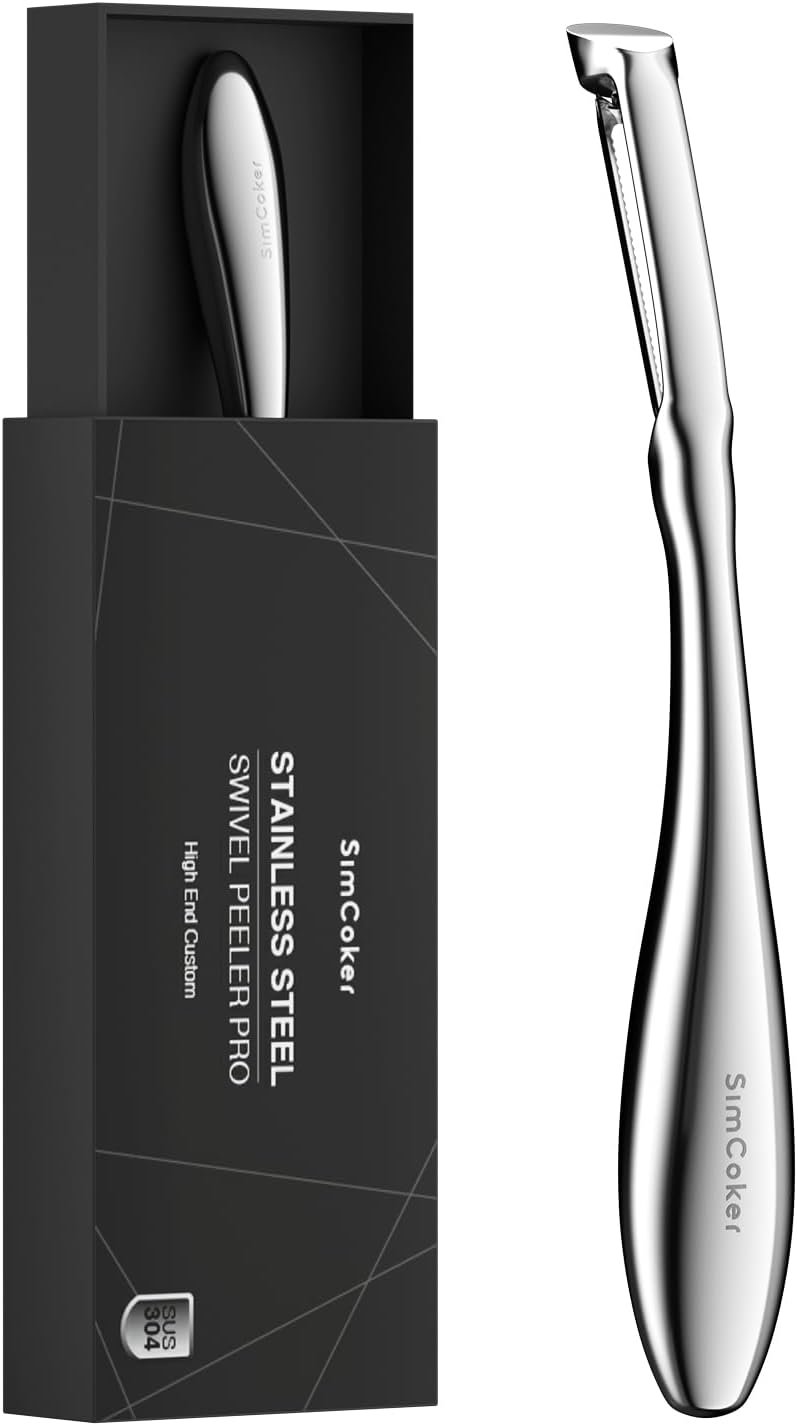 Stainless Steel Potato Peeler, Vegetable Peeler for Kitchen, Ergonomic Non-Slip Handle, Ultra Sharp Strong Blade, High-Grade 304 Stainless Steel, Dishwasher Safe