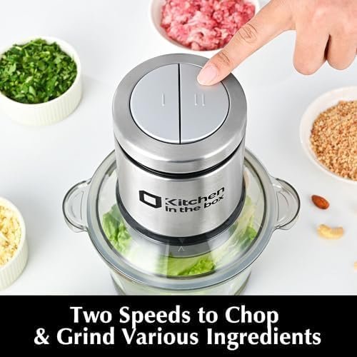 Kitchen in the box Mini Food Processors,400W Powerful Mini Meat Grinder & Food Chopper,Electric Vegetable Chopper with One 3 Cup Bowl & S Blades for Meat/Fish/Vegetable/Baby Food,3cup(1bowl) 5 Kitchen in the box Mini Food Processors,400W Powerful Mini Meat Grinder & Food Chopper,Electric Vegetable Chopper with One 3 Cup Bowl & S Blades for Meat/Fish/Vegetable/Baby Food,3cup(1bowl) - Image 5