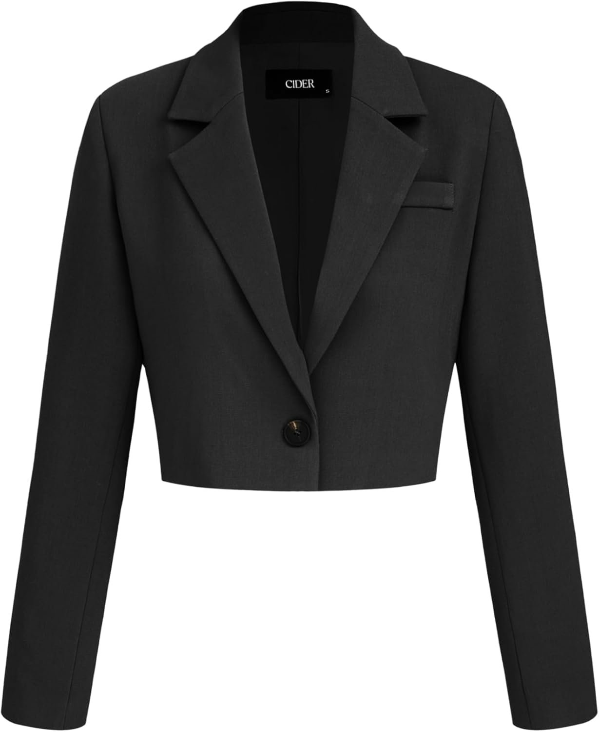 CIDER Womens Blazer Cropped Business Casual Open Front Long Sleeve Suit Work Office Blazer Jacket
