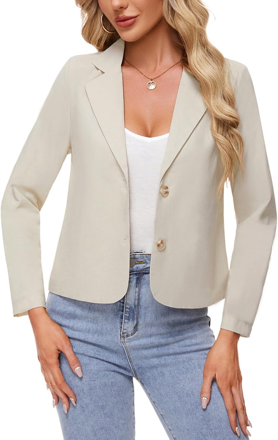 MINTLIMIT Linen Blazer for Women Long Sleeve Lapel Button Blazers Lightweight Casual Work Office Tailored Jacket Suits