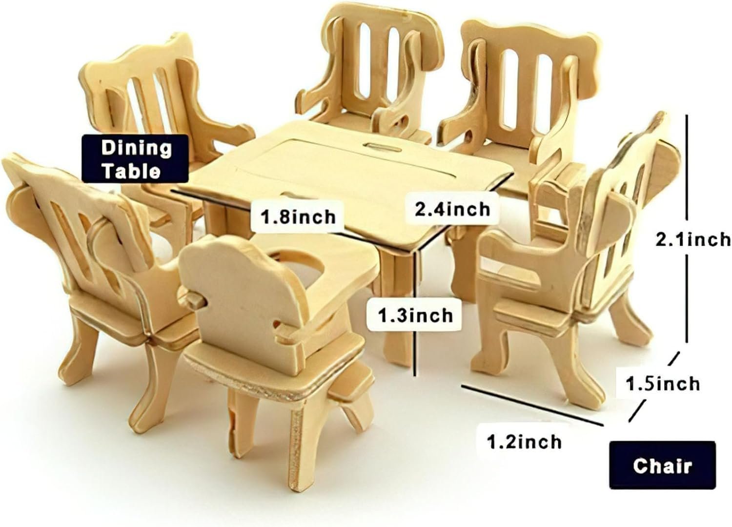 LOVEINUSA DIY Wooden Dollhouse Furniture Set, 3D Puzzle Miniature Room Accessories, Natural Wood 5 LOVEINUSA DIY Wooden Dollhouse Furniture Set, 3D Puzzle Miniature Room Accessories, Natural Wood - Image 5