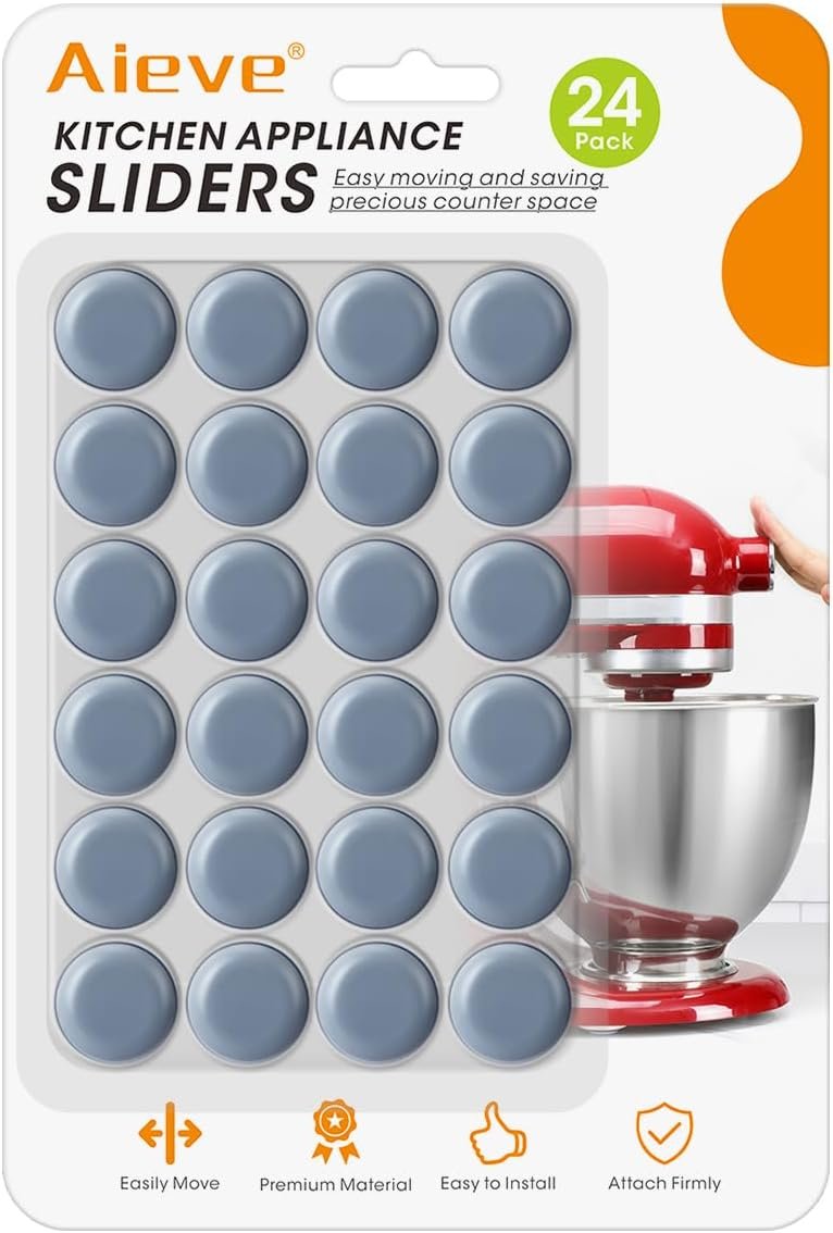 Aieve Appliance Slider, 24 Pcs Small Appliance Rollers for Kitchen Countertop, Self Adhesive Caster Wheels for Stand Mixers, Pressure Cookers, Coffee Makers, Air Fryers
