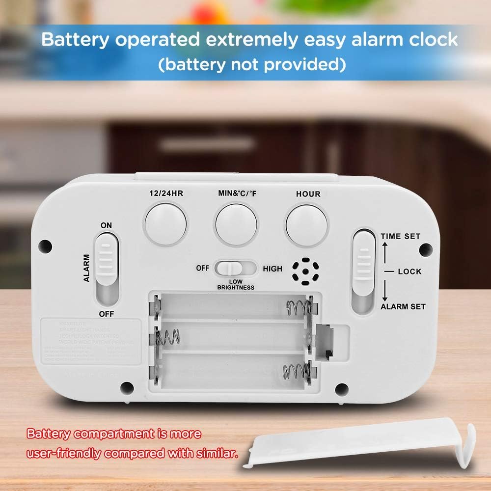 Peakeep Night Light Digital Alarm Clock Battery Operated with Indoor Temperature, Desk Small Clock (White) 7 Peakeep Night Light Digital Alarm Clock Battery Operated with Indoor Temperature, Desk Small Clock (White) - Image 7