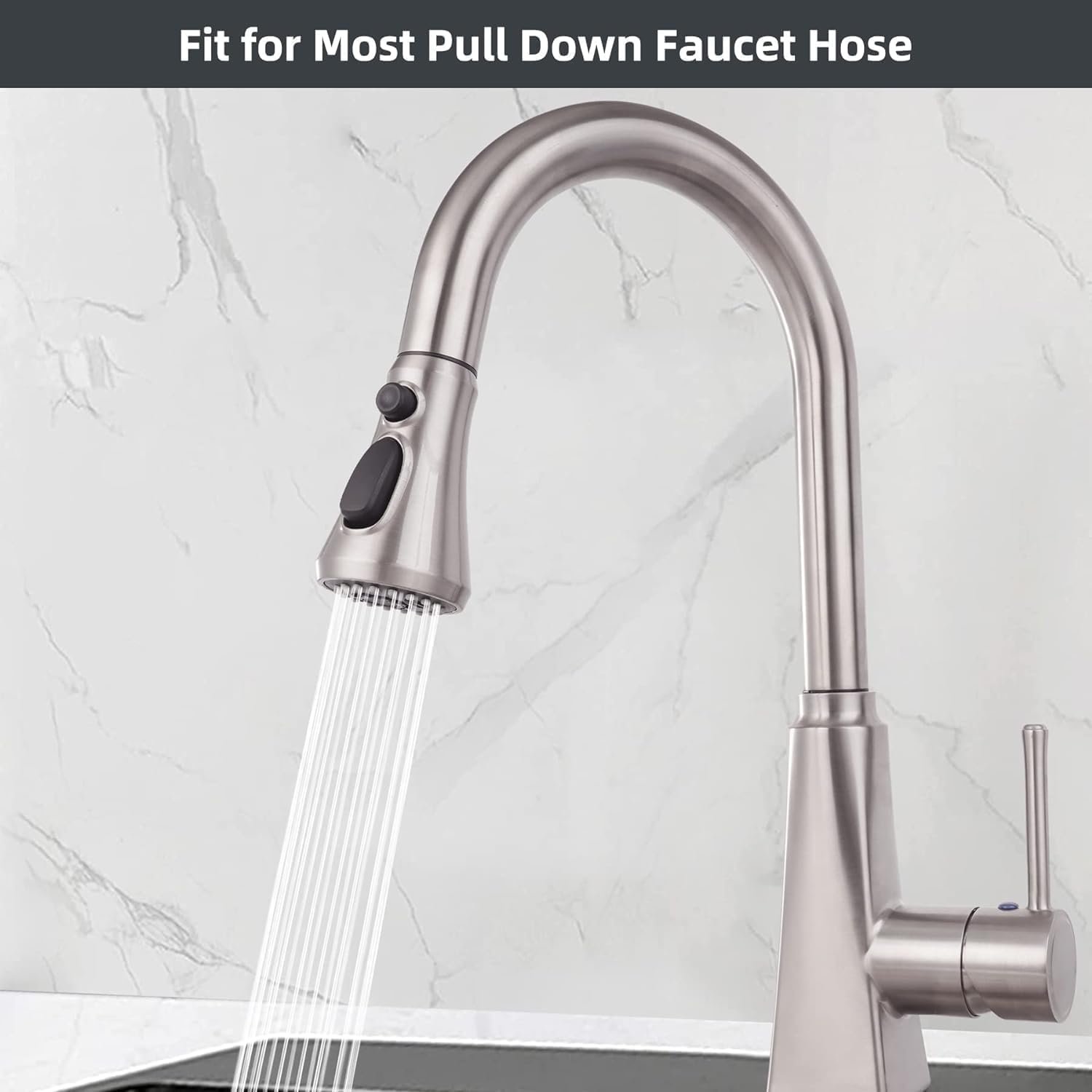 Hibbent Pull Down Spray Head for Kitchen Faucet, 3-Function Spray Nozzle with 15 Adapters, Sink Faucet Head Replacement Compatible with Moen, American Standard, Delta, Kohler Faucets, Brushed Nickel 7 Hibbent Pull Down Spray Head for Kitchen Faucet, 3-Function Spray Nozzle with 15 Adapters, Sink Faucet Head Replacement Compatible with Moen, American Standard, Delta, Kohler Faucets, Brushed Nickel - Image 7